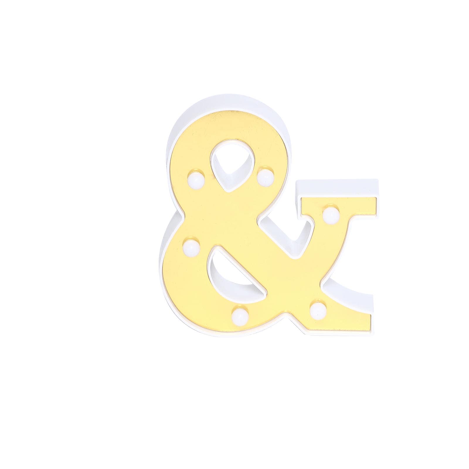 3D Marquee Symbol "&" Warm White 6 LED Lights Gold - Perfect Light-Up Accent for Decor 6"