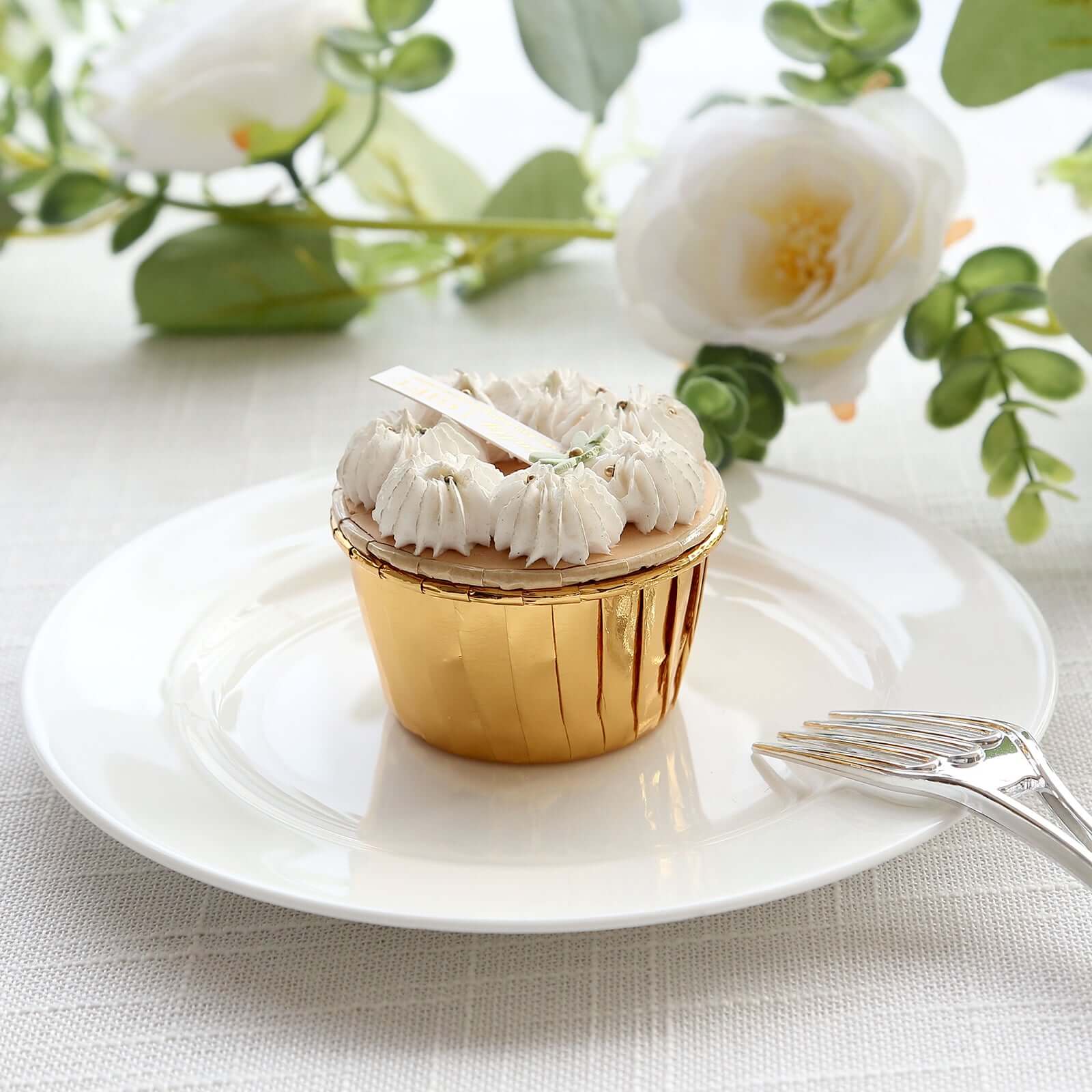 48-Pack Cupcake Liners Metallic Gold - Sturdy & Oil Proof Dessert Baking Muffin Cake Ramekin Cups 3oz