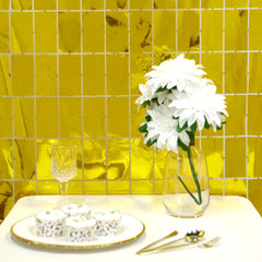 Shiny Gold Metallic Foil Rectangle Curtain Party Backdrop Door Window Curtain - 3ftx6.5ft