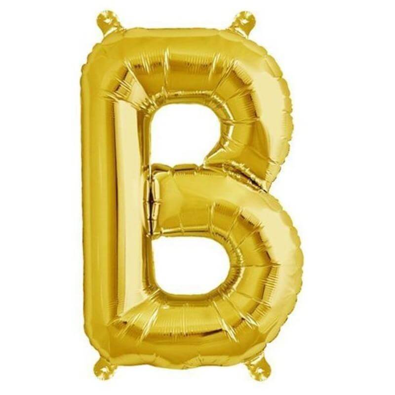 13" Matte Gold Letter and Number Balloons, Mylar Foil Balloons