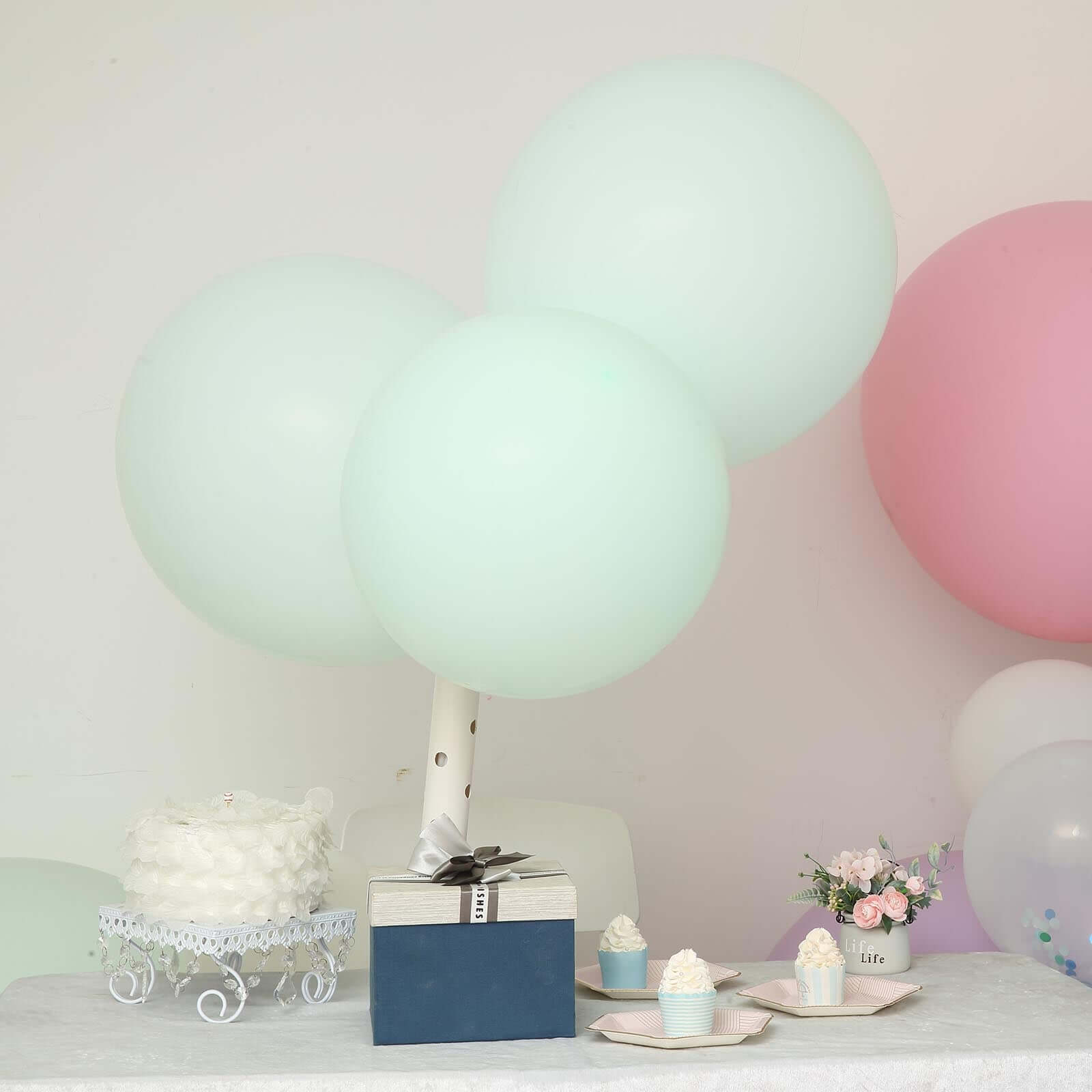 10 Pack 18" Matte Pastel Mint Helium or Air Latex Party Balloons