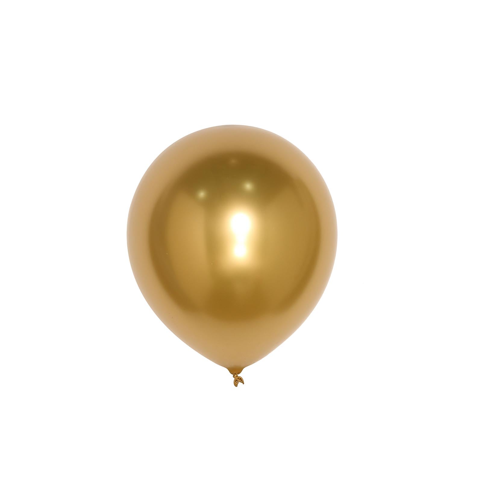 25 Pack 12" Metallic Chrome Gold Latex Helium or Air Party Balloons