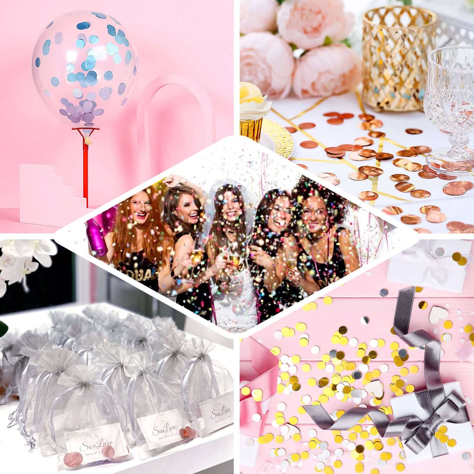 Metallic Round Party Confetti 18G Bag Iridescent Foil, Balloon Table Confetti Glitter Dots for Festive Weddings Baby Bridal Showers & Events