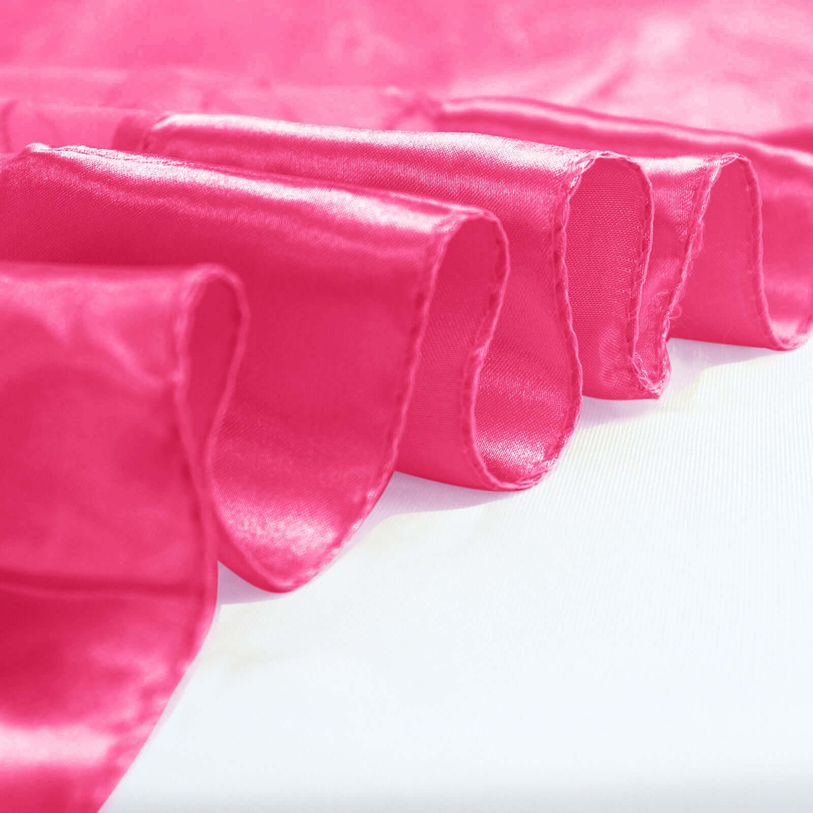 72"x72" Fuchsia Embroidered Sheer Organza Square Table Overlay With Satin Edge