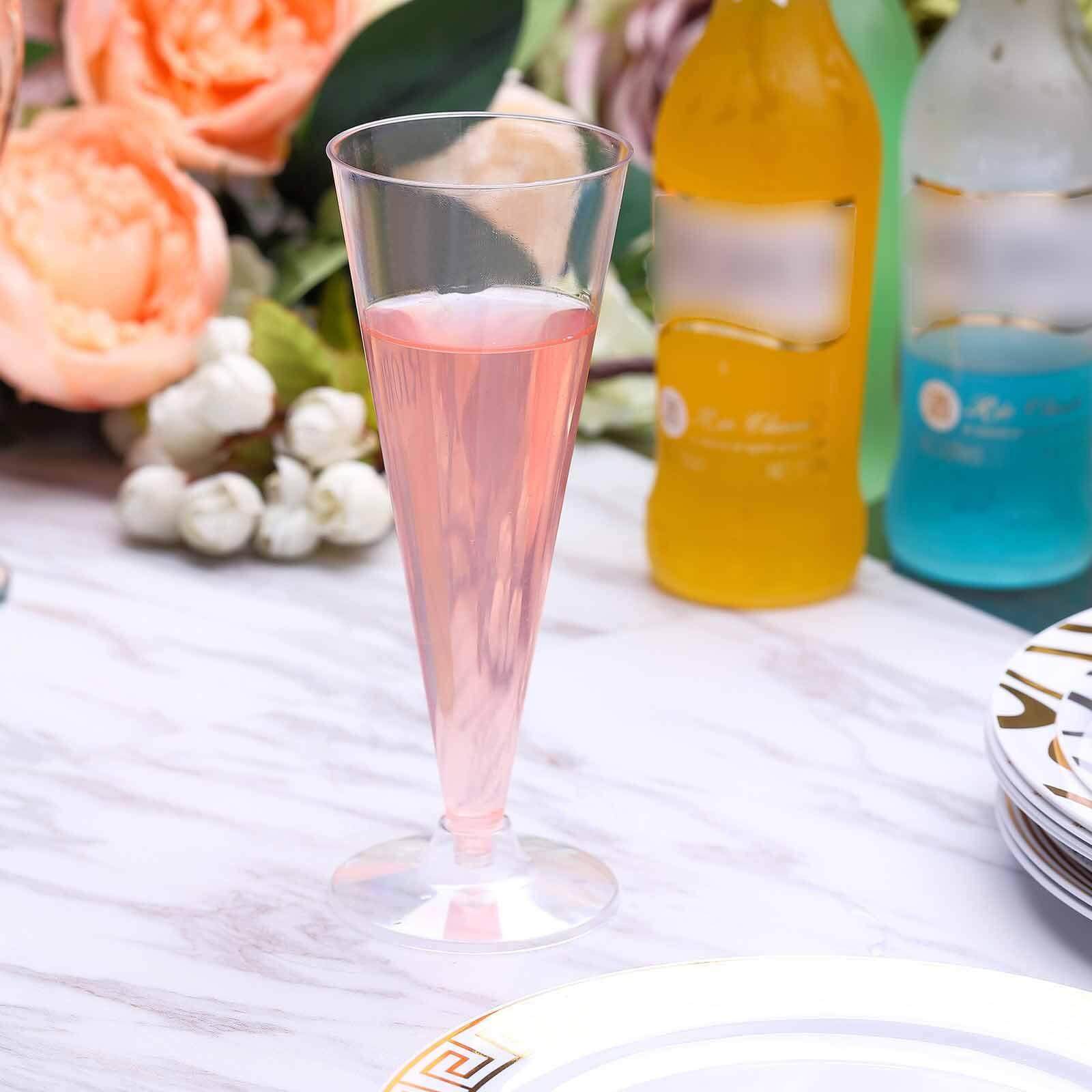 12-Pack Plastic Champagne Flutes Trumpet Clear - Durable Disposable Toasting Glasses 7oz