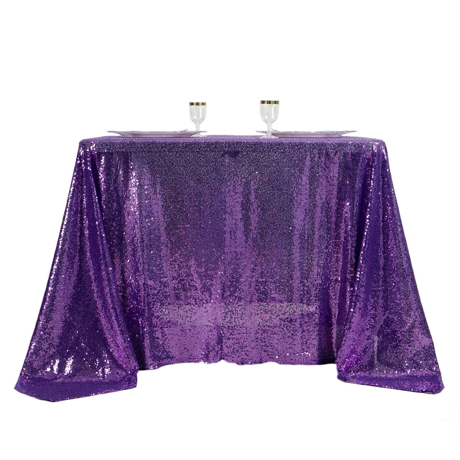 Sequin 90"x90" Table Overlay Square Tablecloth Purple - Sparkly Table Cover