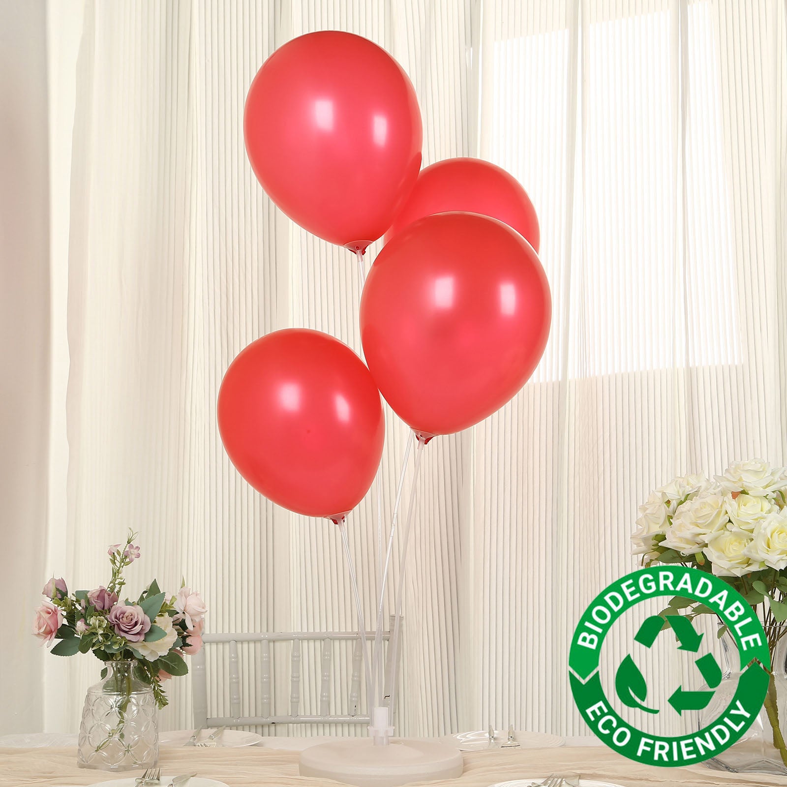 50 Pack Red Biodegradable Balloons, 12" Thickened Extra Strong Eco-friendly Latex Helium Party Balloons