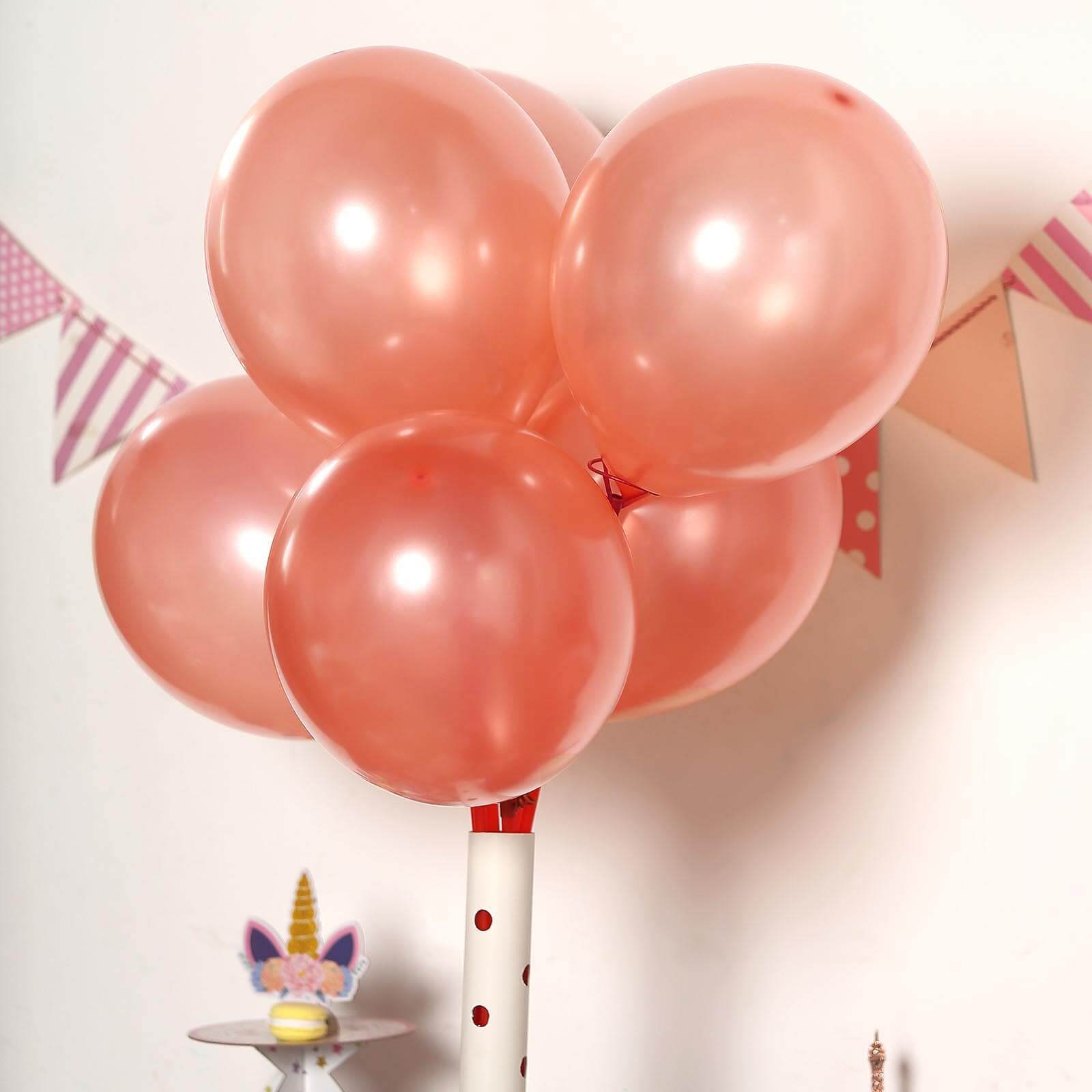25 Pack 12" Shiny Pearl Rose Gold Latex Helium or Air Balloons