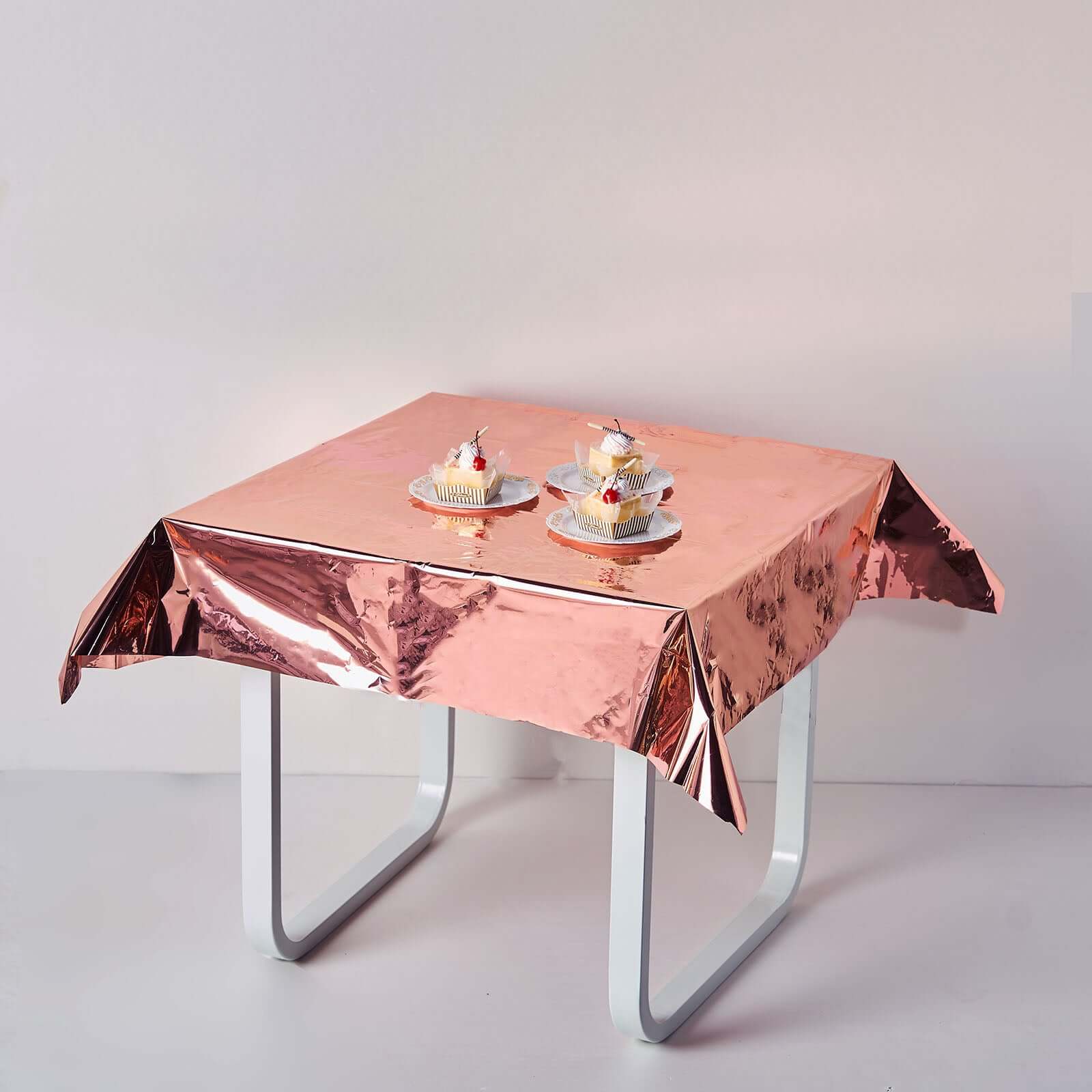 Metallic Foil Tablecloth Square Rose Gold - Stylish Disposable Party Cover 50"x50"