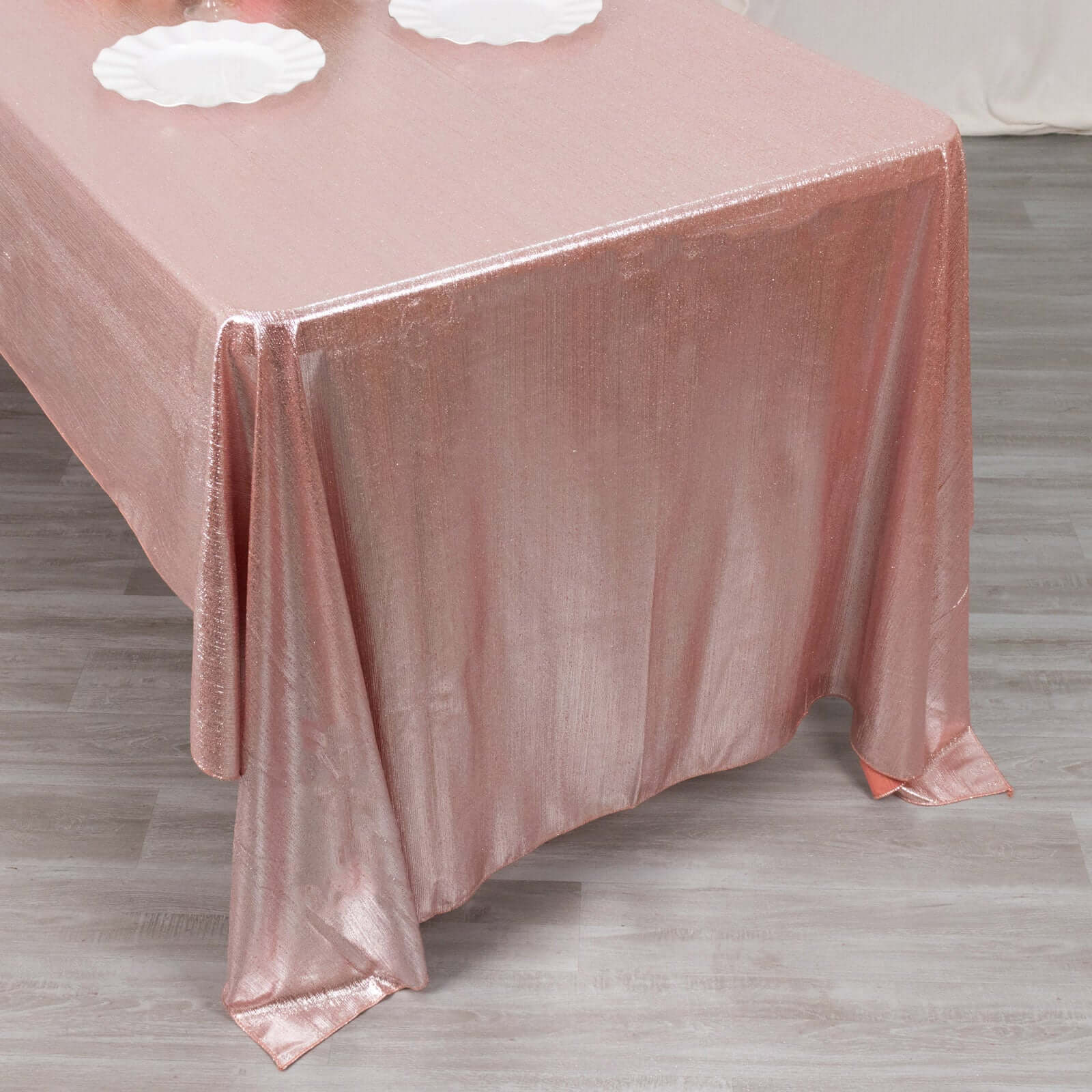 Sequin Dots Polyester 60"x126" Rectangle Tablecloth Shimmering Rose Gold - Wrinkle Free & Sparkling Table Cover