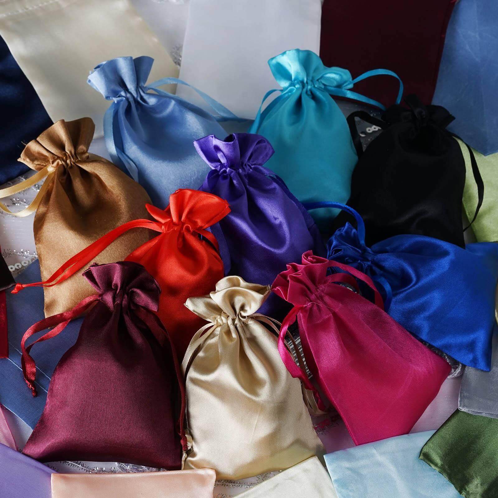 12 Pack 4"x6" Yellow Satin Drawstring Wedding Party Favor Gift Bags