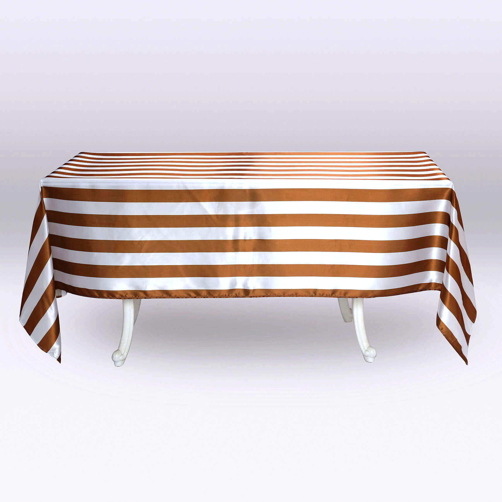 Satin 60"x102" Rectangle Tablecloth Gold/White - Stripe Design with Stylish Smooth Finish Table Cover
