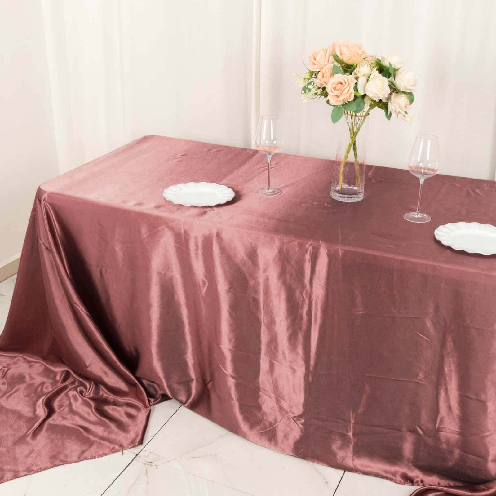 Satin Rectangular 90"x156" Tablecloth Cinnamon Rose - Seamless Table Cover