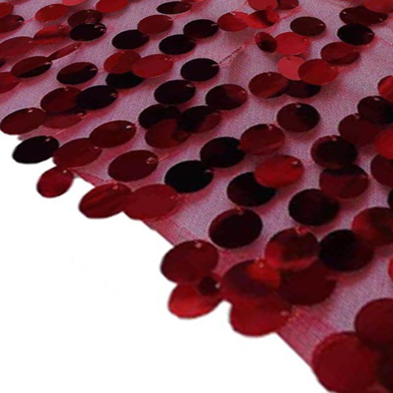 5 Pack Big Payette Sequin 13"x10" Chair Sash Bands Burgundy - Stylish Glittering Decor for Weddings & Gatherings