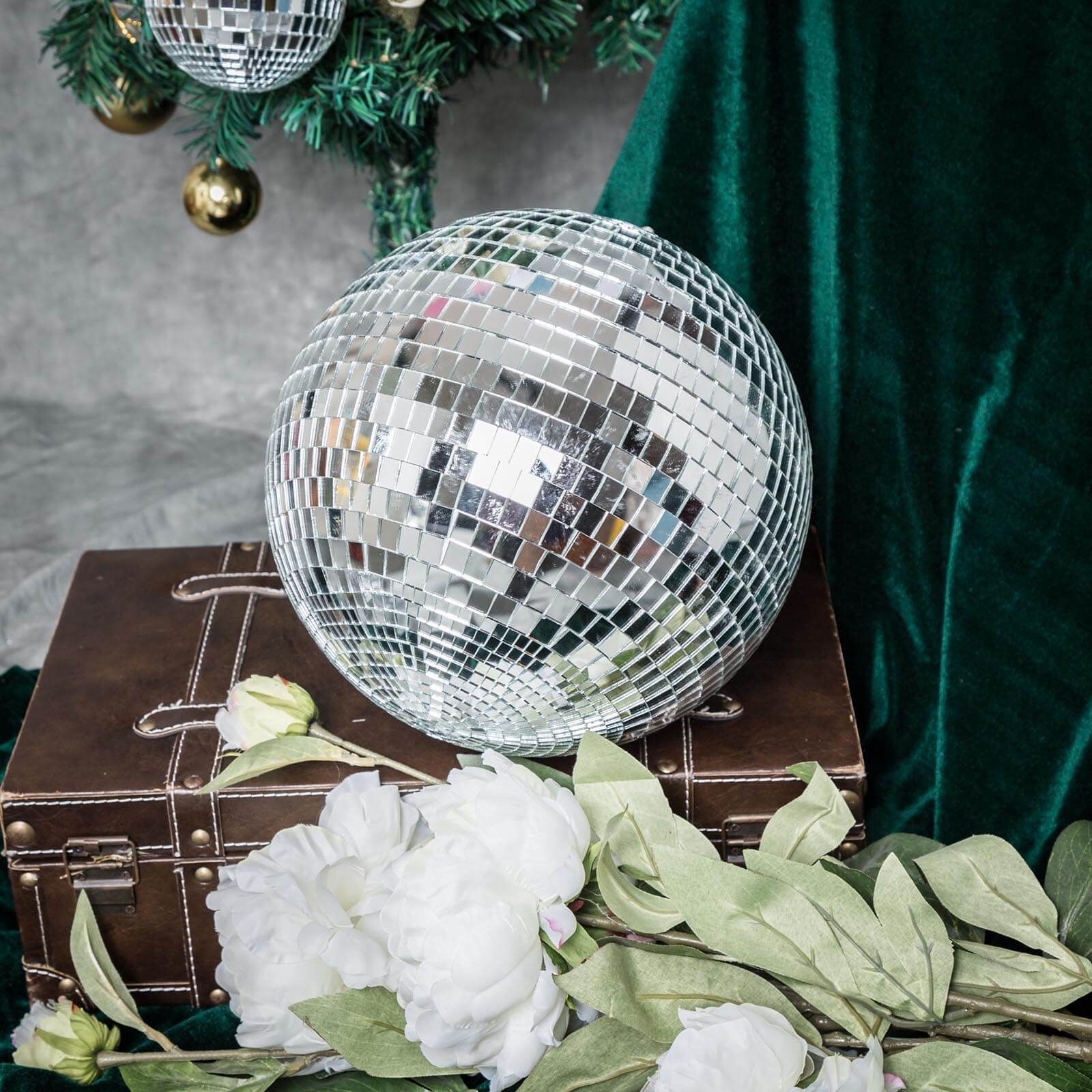 2 Pack 12" Large Silver Foam Disco Mirror Ball With Hanging Swivel Ring, Holiday Party Decor