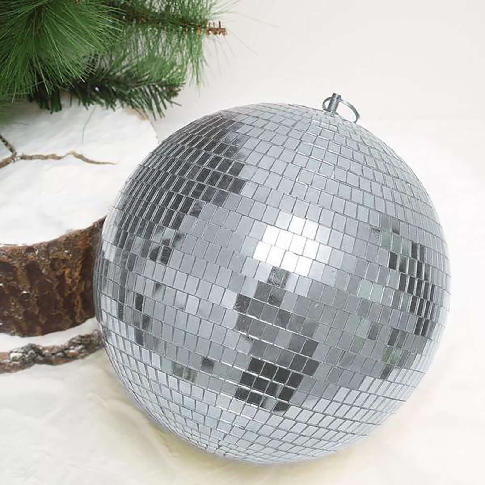 2 Pack 10" Silver Foam Disco Mirror Ball With Hanging Swivel Ring, Holiday Party Decor