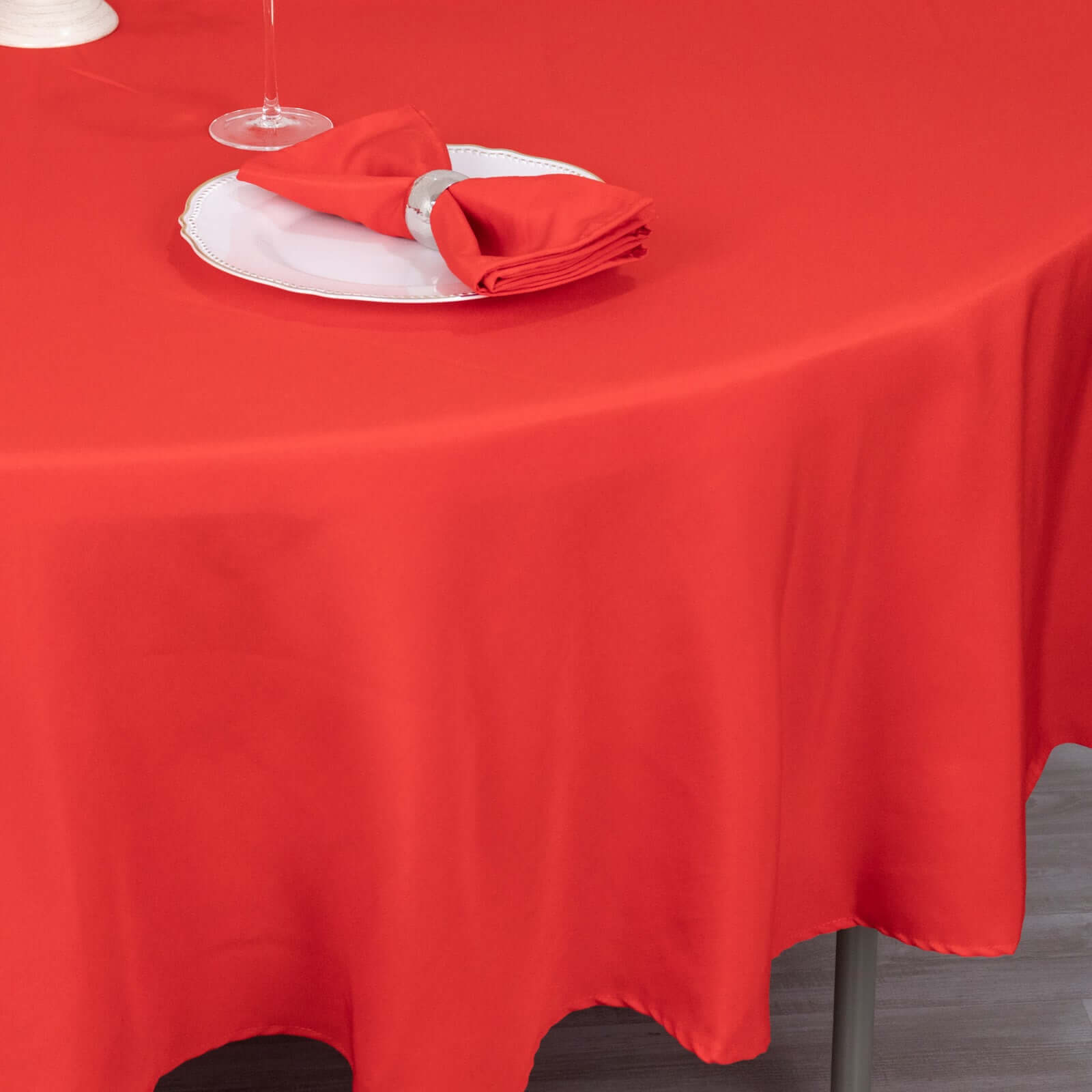 Premium Polyester 90" Round Tablecloth Red - Stain and Wrinkle-Resistant Design with 220GSM Thickness Table Cover