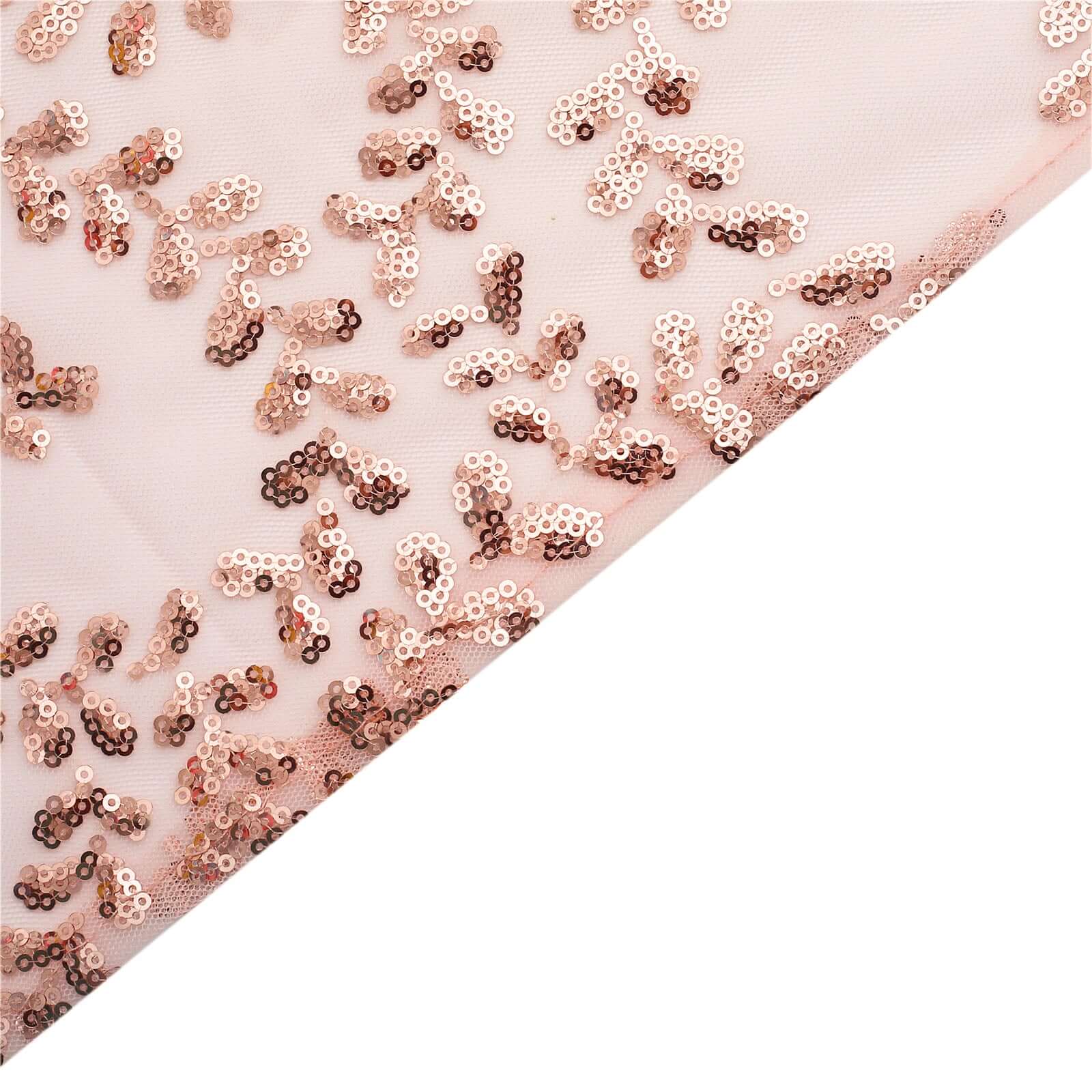 Sequin Tulle 20"x20" Napkin Rose Gold - Embroidered Leaf Vine Dinner Napkins