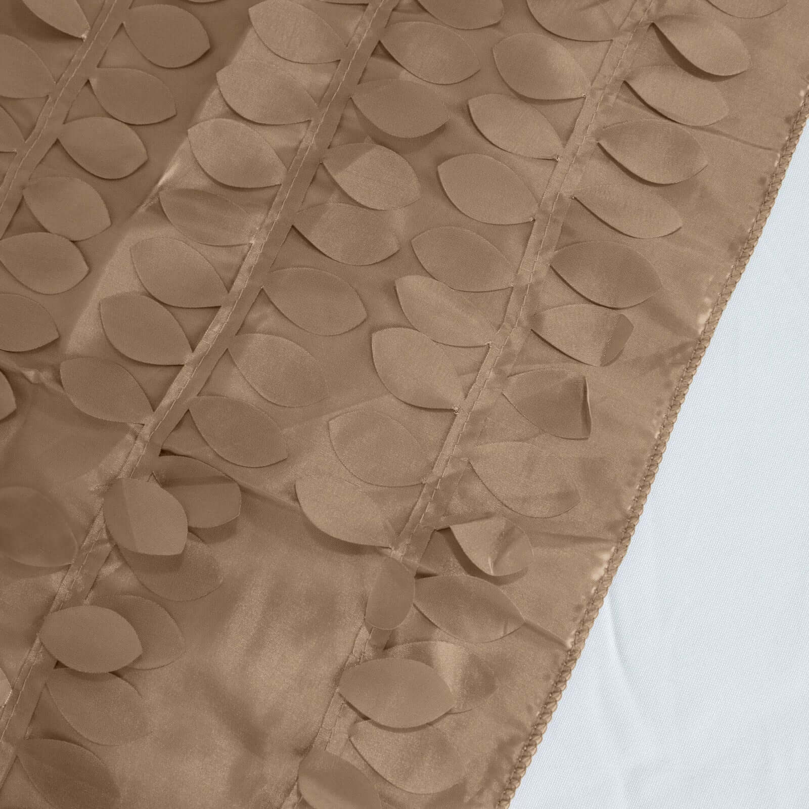 Taffeta 72"x72" Table Overlay Square Tablecloth Taupe - 3D Leaf Petal Table Cover