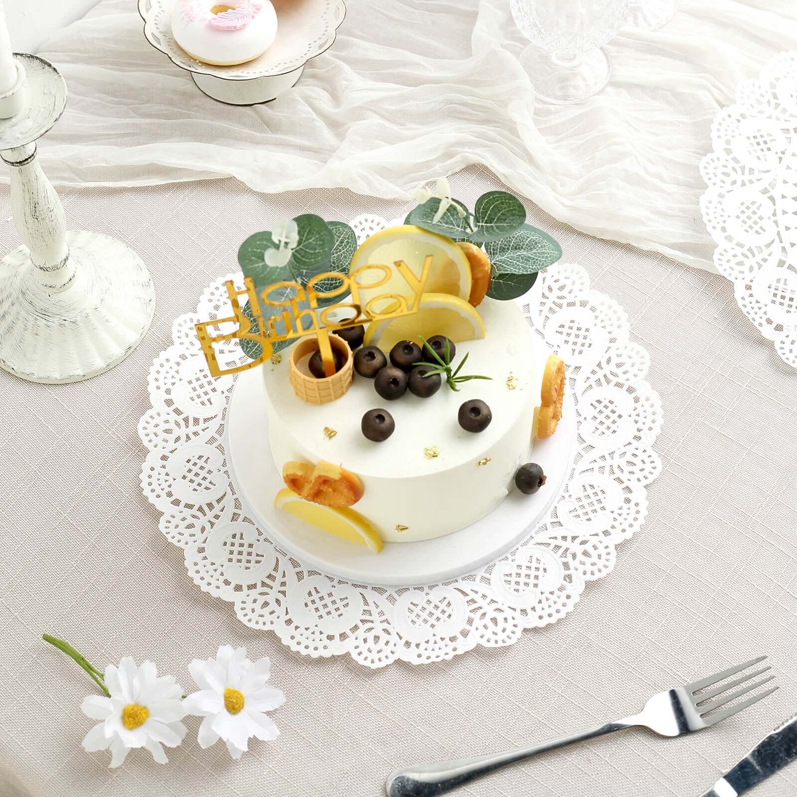 100 Pcs Paper 12" Round Placemats in White - Food Grade Lace Paper Doilies for Dessert Display & Table Decor