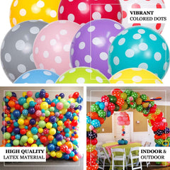25 Pack 12" Yellow and White Fun Polka Dot Latex Party Balloons