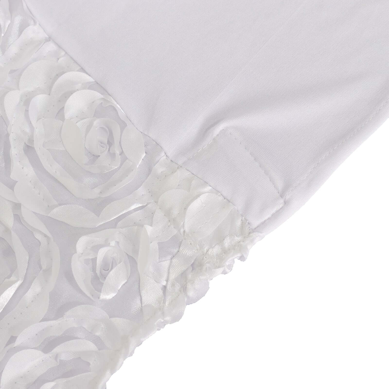 Satin Rosette Chair Cover for Banquet Chairs White - Stylish Stretch Fitted Slip-On Design for Sophisticated Gatherings