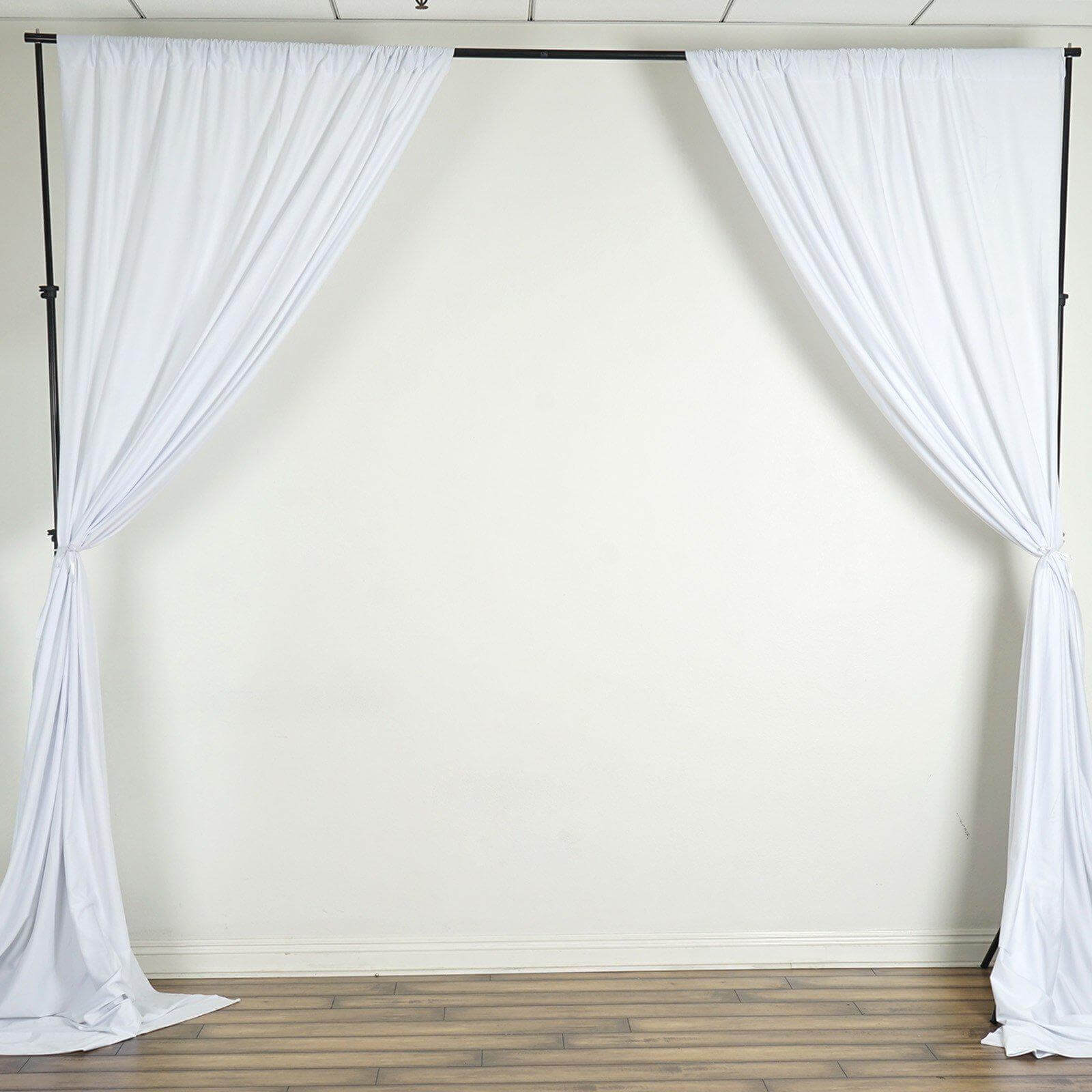 2 Pack White Scuba Polyester Event Curtain Drapes, Durable Flame Resistant Backdrop Event Panels Wrinkle Free with Rod Pockets - 10ftx10ft