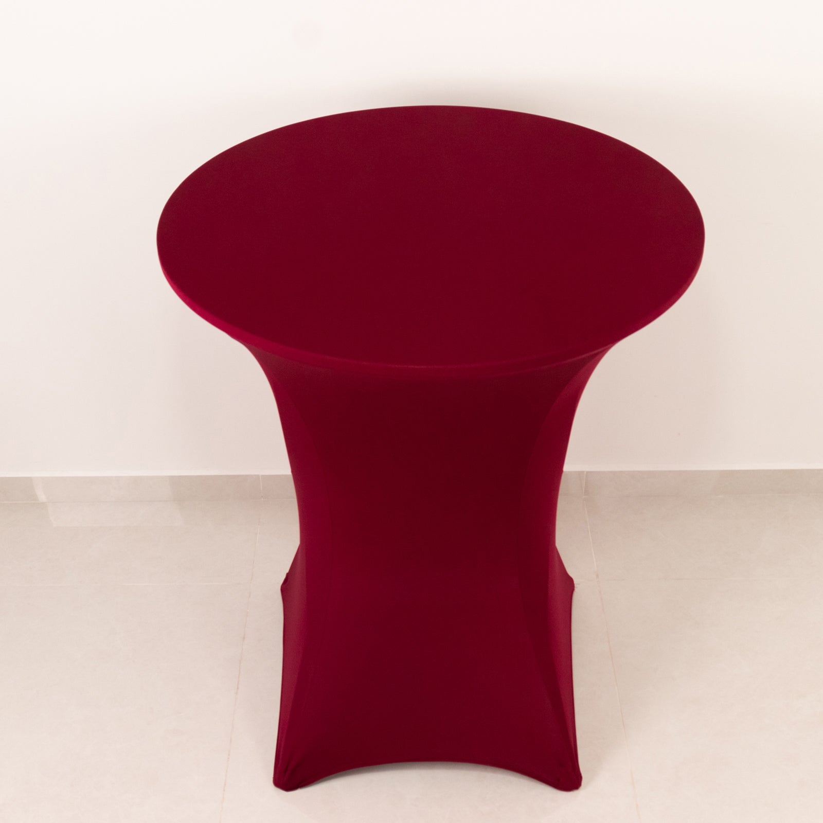 Spandex 33"-36" Round Cocktail Table Cover Burgundy - Easy to Maintain Stretch Fitted Highboy Tablecloth
