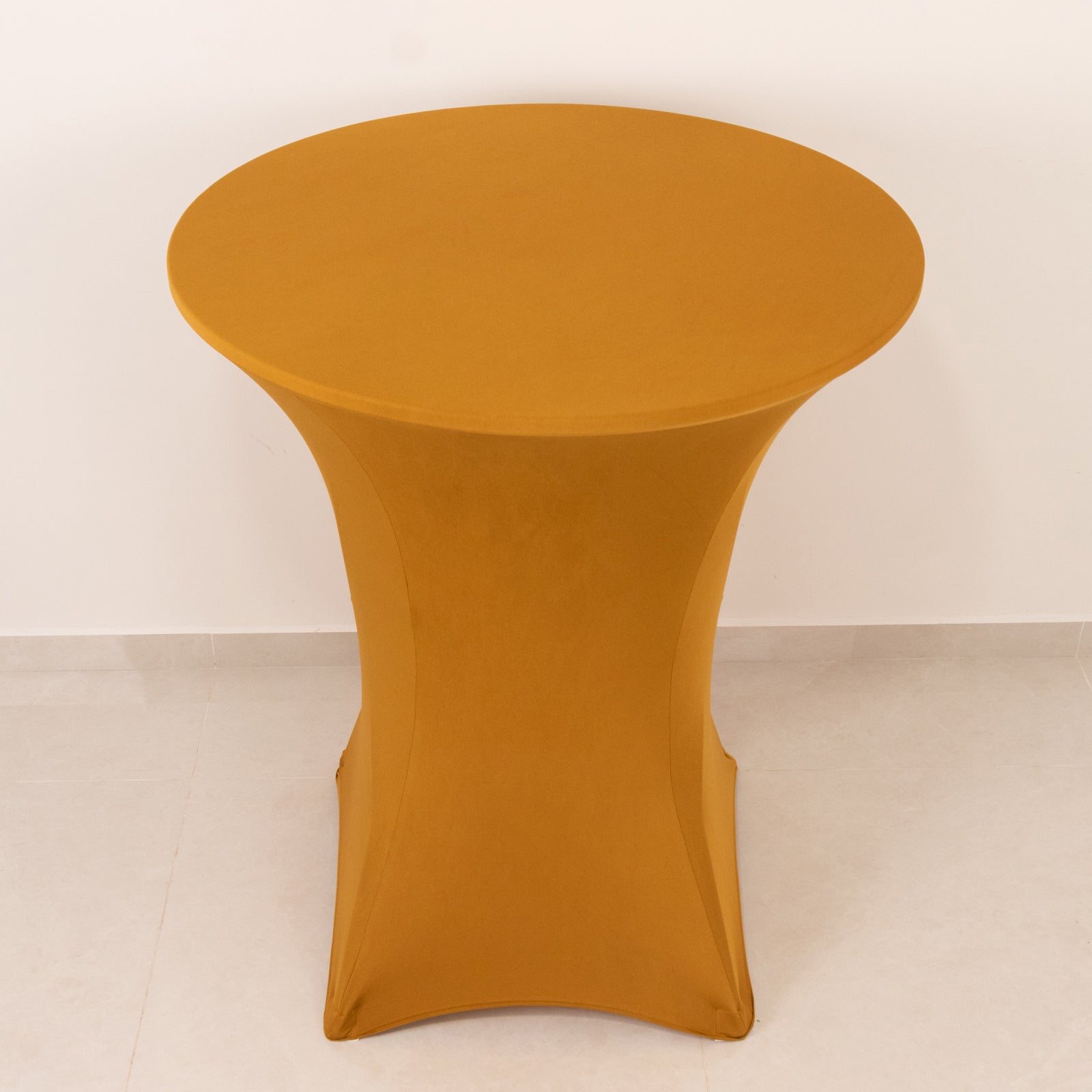 Spandex 33"-36" Round Cocktail Table Cover Gold - Easy to Maintain Stretch Fitted Highboy Tablecloth for Events