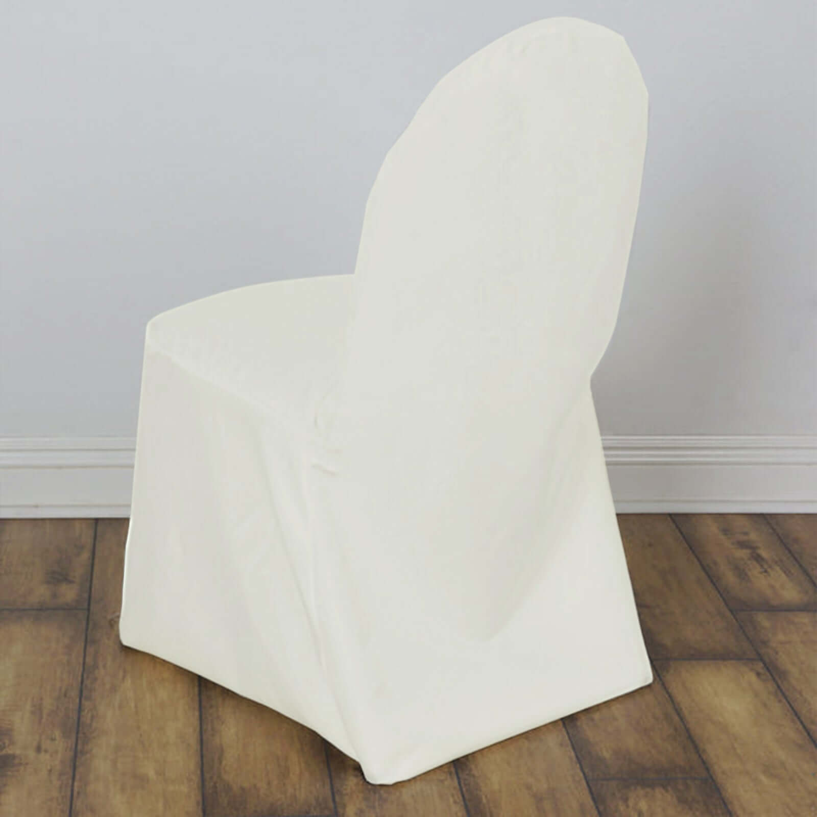 Polyester Slip On Banquet Chair Covers Ivory - Stain-Resistant Reusable Durable Fabric