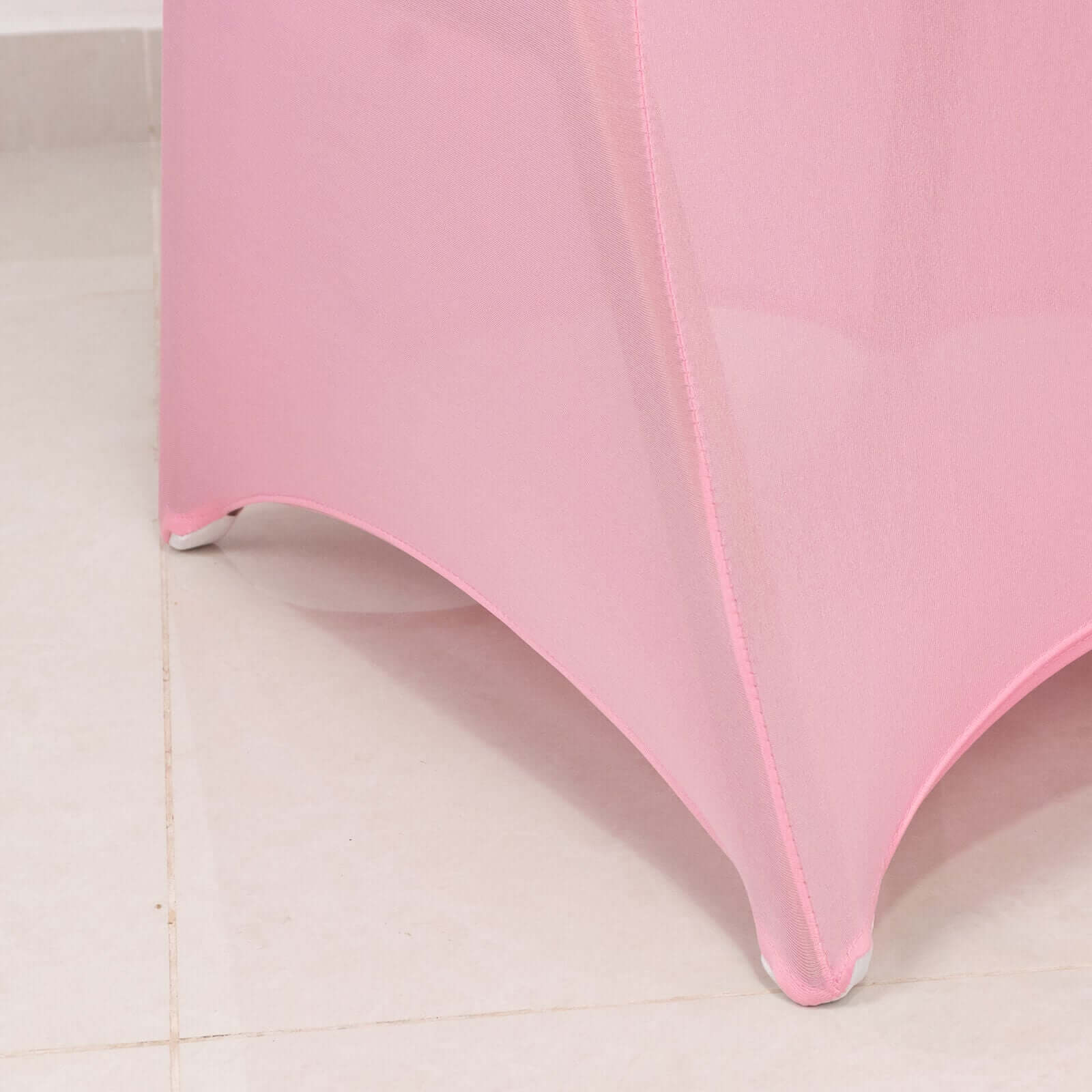 Spandex Chair Cover with Pink Rhinestone Buckled Sash Band Blush - Stretch Fitted Slipcover