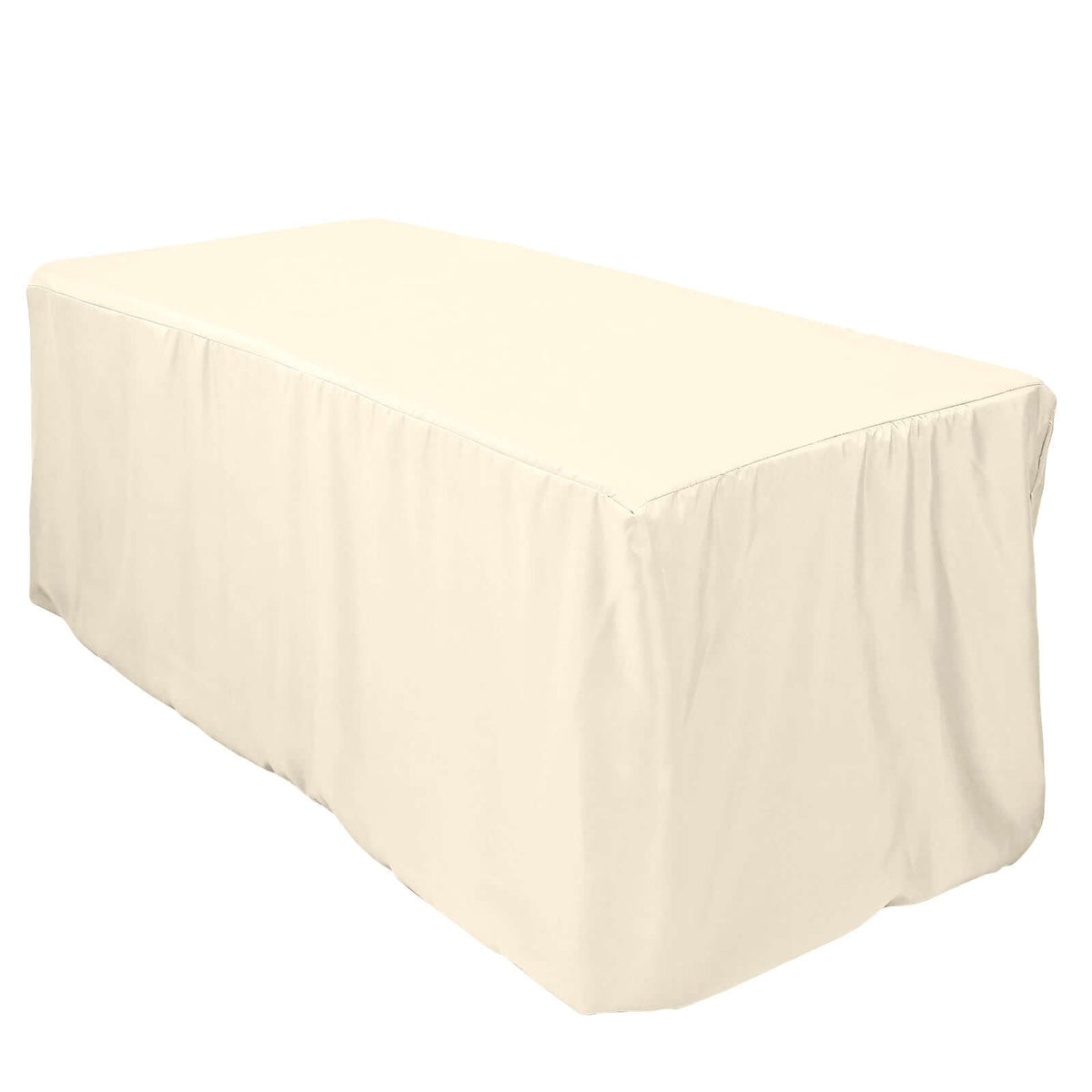 Fitted Polyester 72"x30" Rectangle Tablecloth Beige - Durable Table Cover
