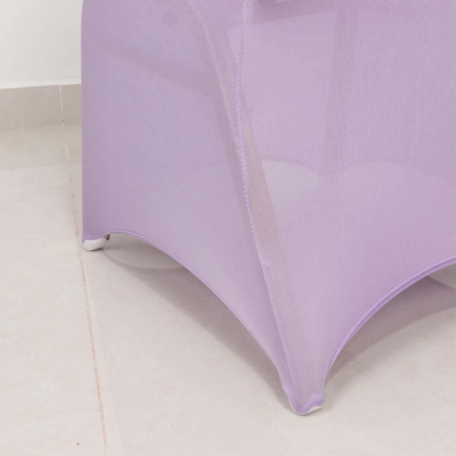 Spandex Chair Cover with Lavender Lilac Rhinestone Buckled Sash Band Blush - Stretch Fitted Slipcover