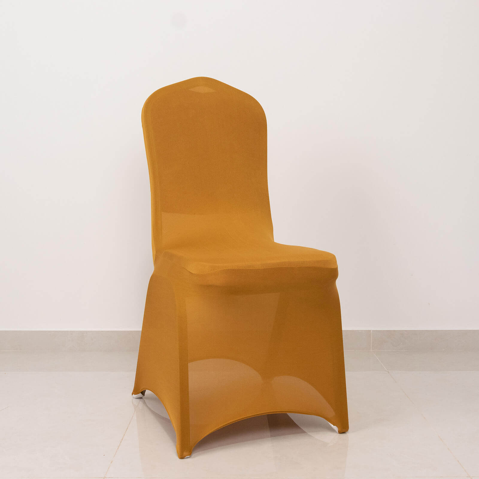 Spandex Chair Cover with Gold Rhinestone Buckled Sash Band Blush - Stylish Stretch Fitted Slipcover for Banquets & Events