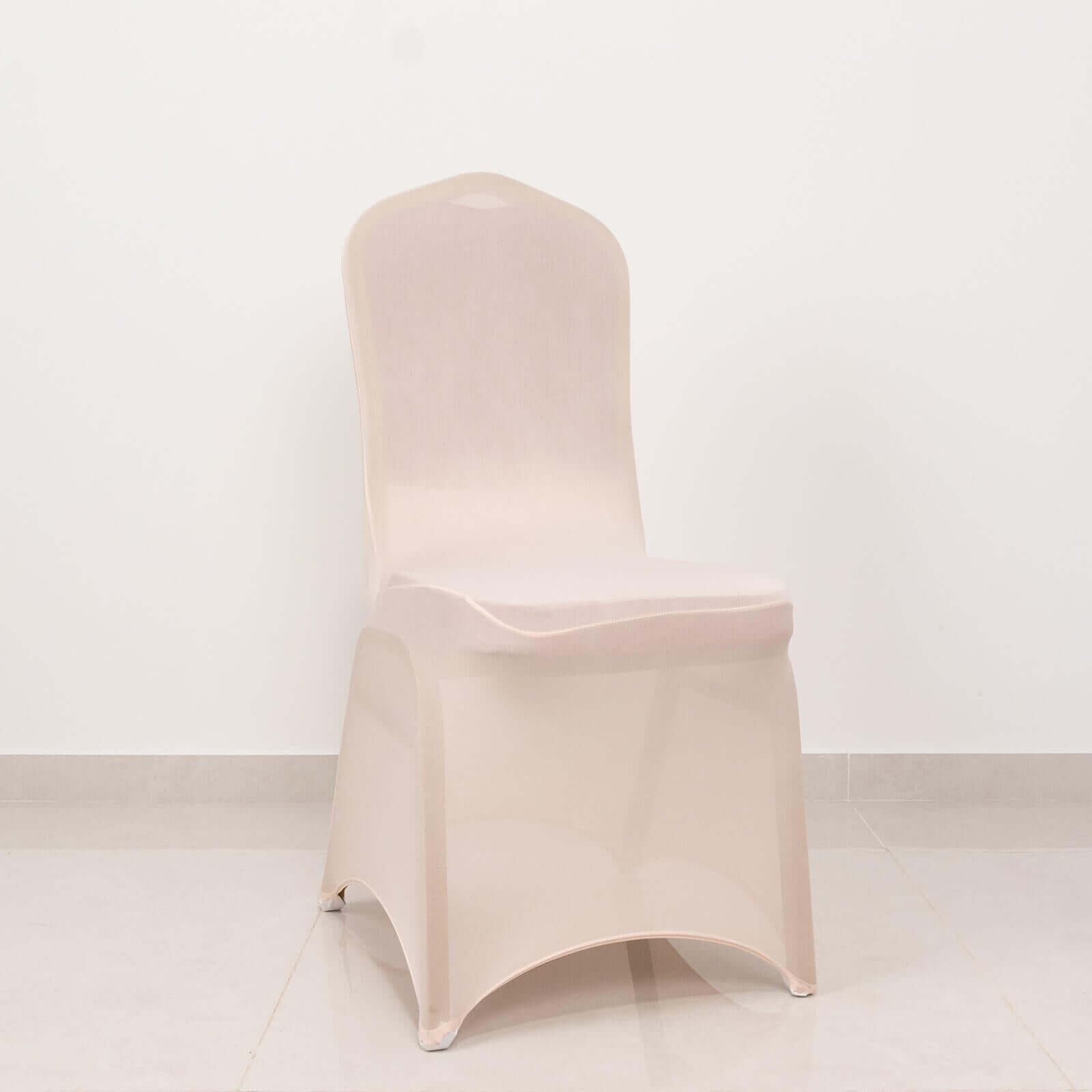 Spandex Chair Cover with Blush Rhinestone Buckled Sash Band Blush - Stretch Fitted Slipcover
