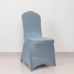 Spandex Chair Cover with Dusty Blue Rhinestone Buckled Sash Band Blush - Stretch Fitted Slipcover