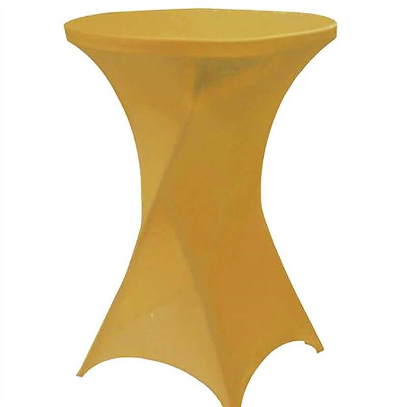 Spandex 24"-32" Round Cocktail Table Cover Gold - Easy to Maintain Stretch Fitted Highboy Tablecloth for Stylish Events