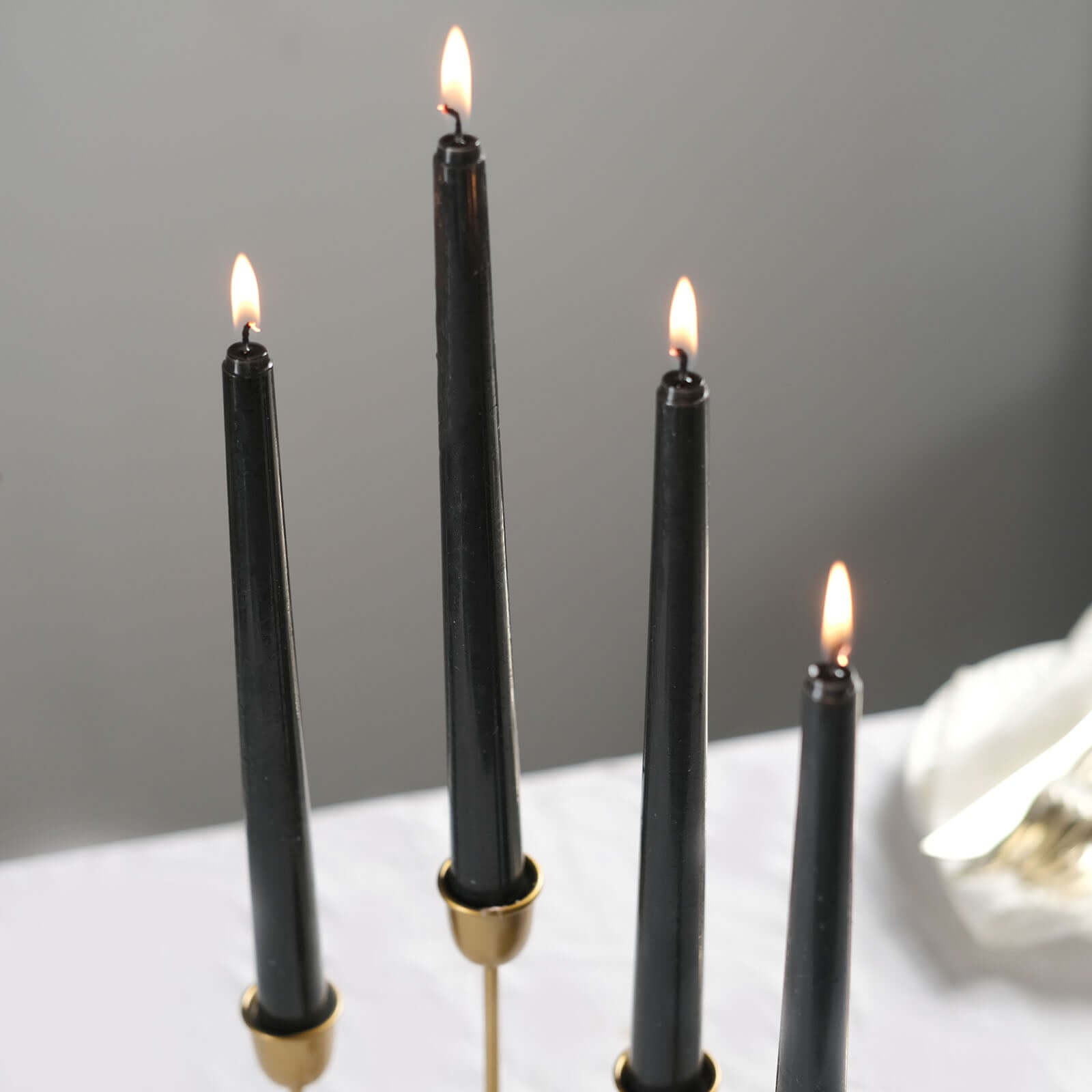 12-Pack Taper Candles Premium Wax Design Black - Unscented Candles for Upscale Settings 10"