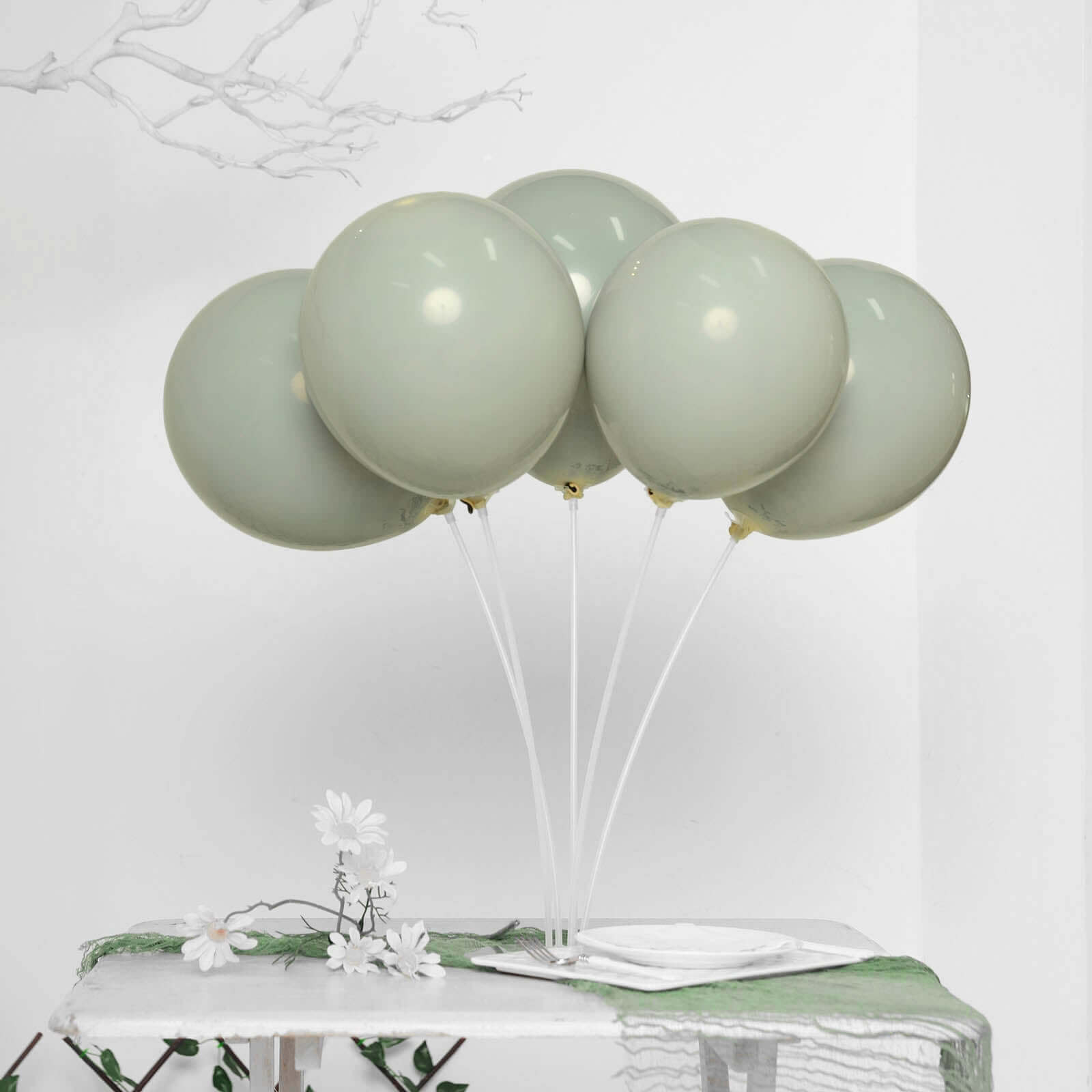 25 Pack 10" Matte Gray Double Stuffed Prepacked Latex Party Balloons