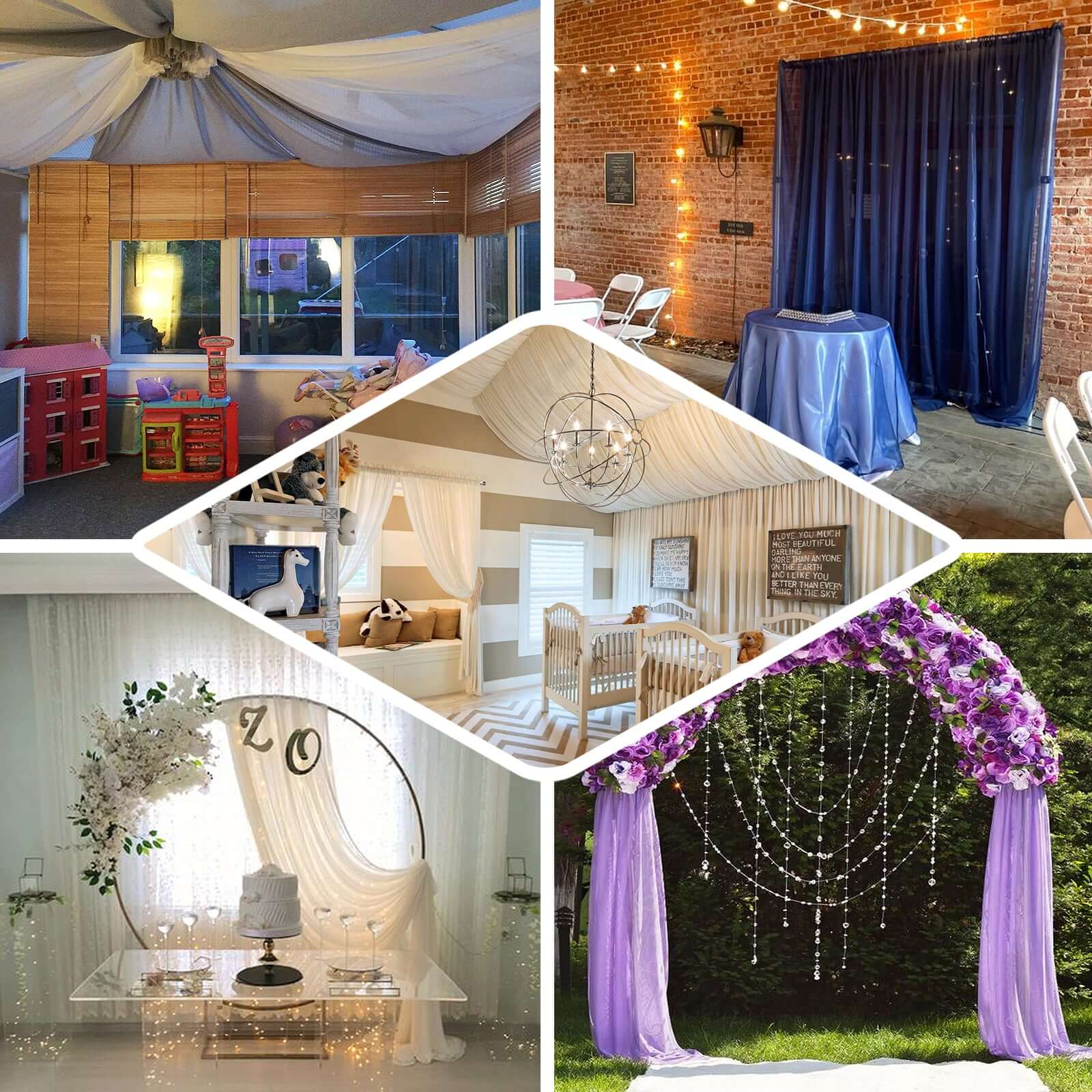 2 Pack Black Sheer Chiffon Event Curtain Drapes, Durable Flame Resistant Premium Organza Backdrop Event Panels With Rod Pockets - 10ftx10ft