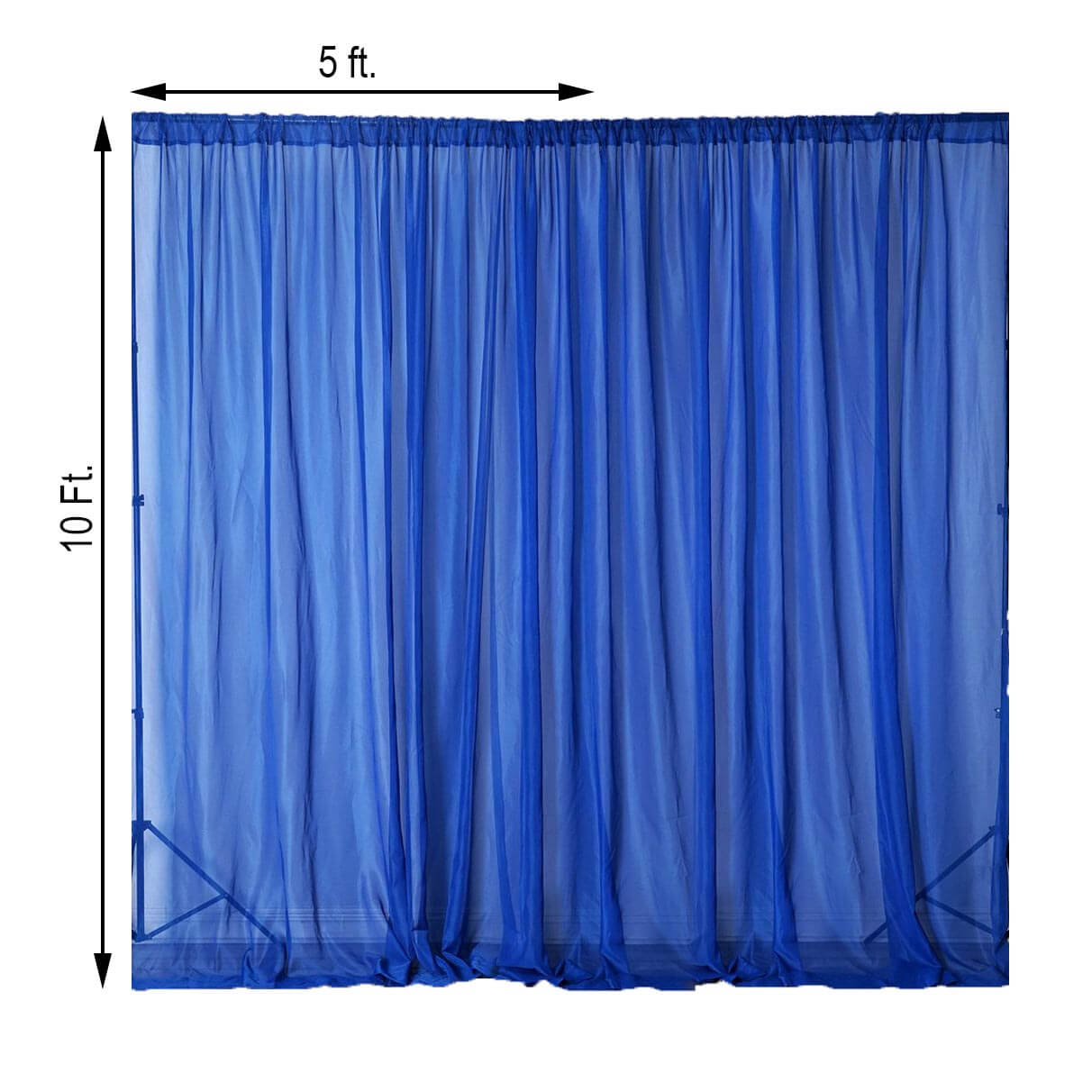 2 Pack Royal Blue Sheer Chiffon Event Curtain Drapes, Durable Flame Resistant Premium Organza Backdrop Event Panels With Rod Pockets - 10ftx10ft