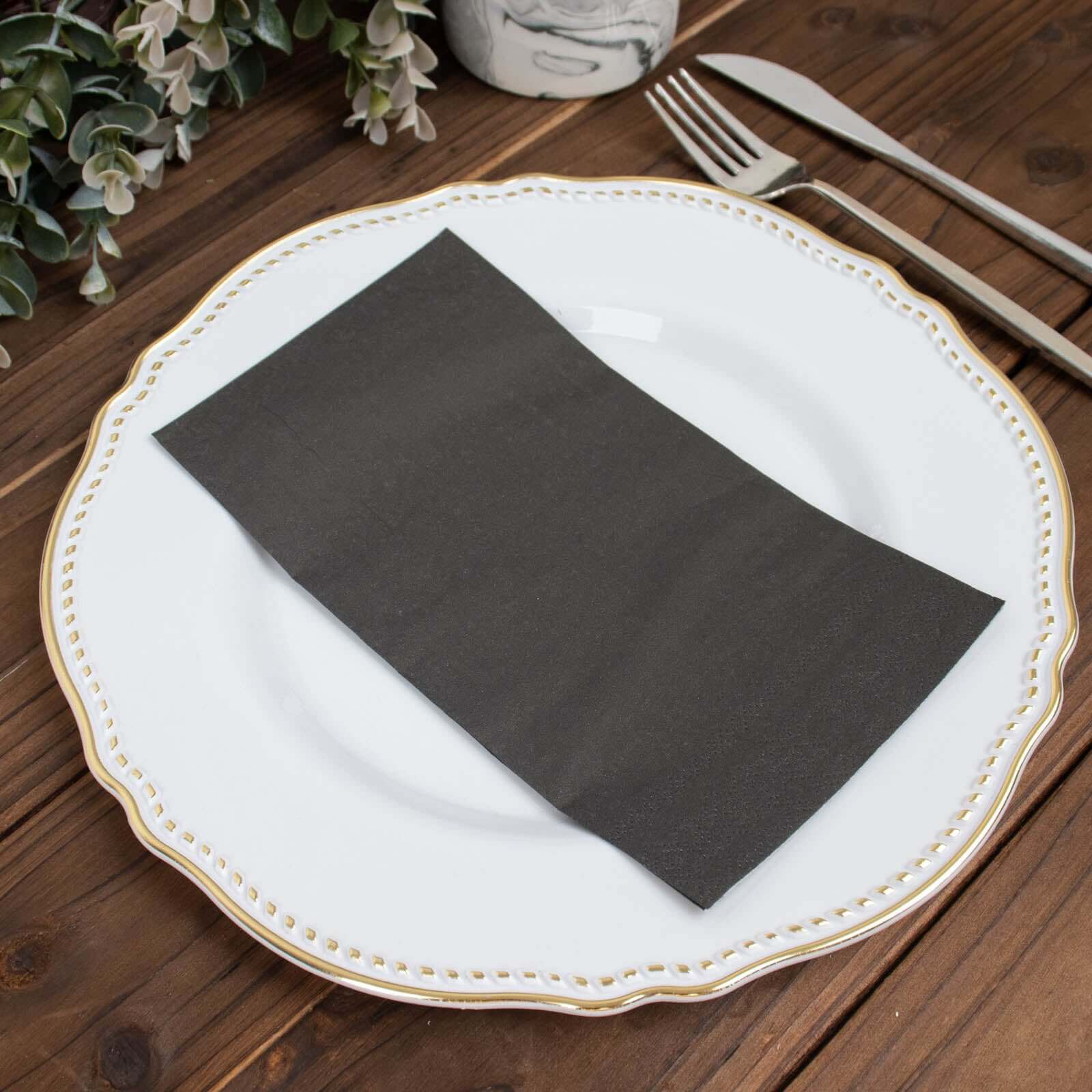 50-Pack Paper Napkins Soft Black - Disposable 2-Ply Cocktail and Beverage Napkins for Weddings