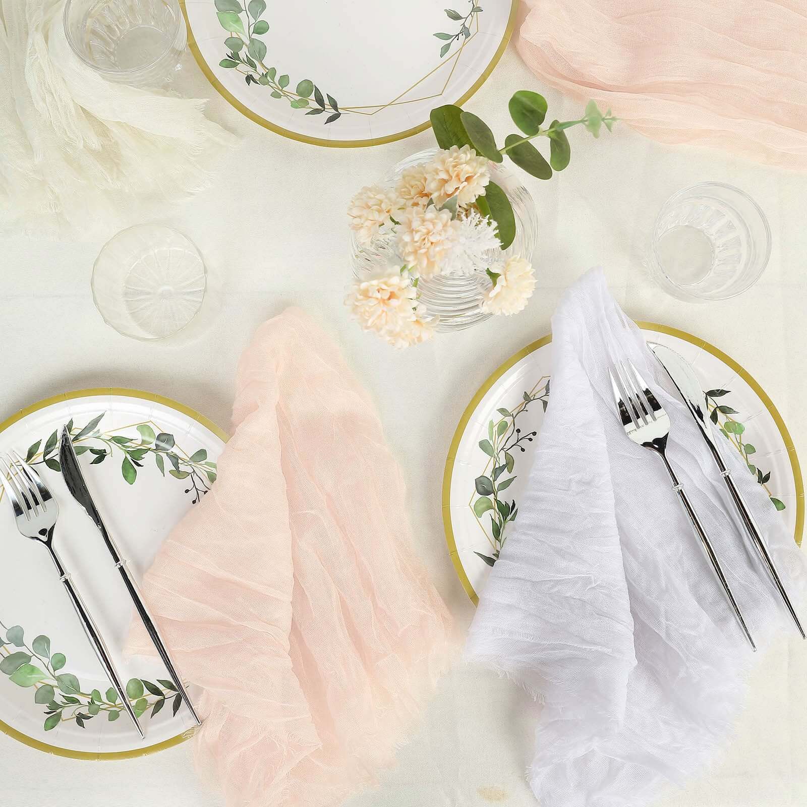 5 Pack Gauze Cheesecloth 24"x19" Napkins Blush Reusable Dinner Napkins