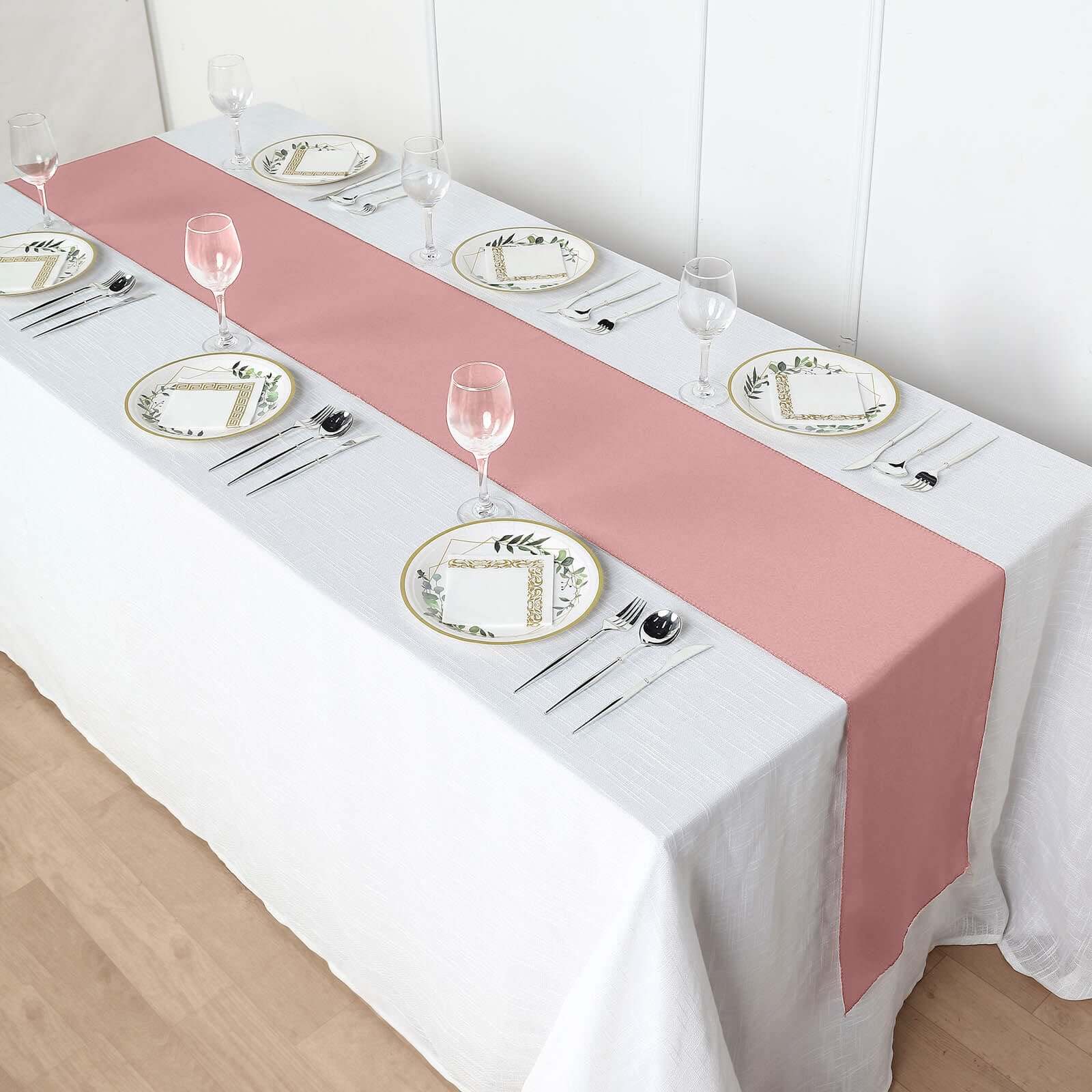 Polyester 12"x108" Table Runner Dusty Rose - Durable & Wrinkle-Resistant Table Decor