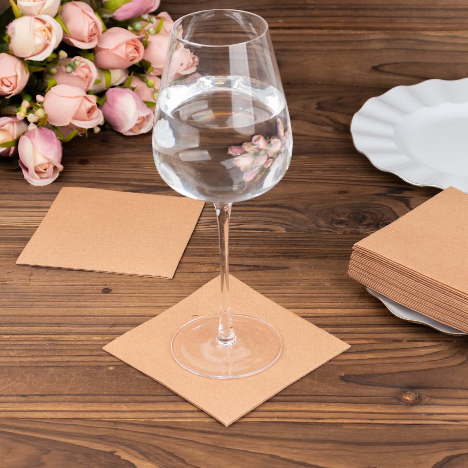 20-Pack Paper Linen-Like Cocktail Napkins Terracotta (Rust) - Disposable 5"x5" Airlaid Soft Napkins