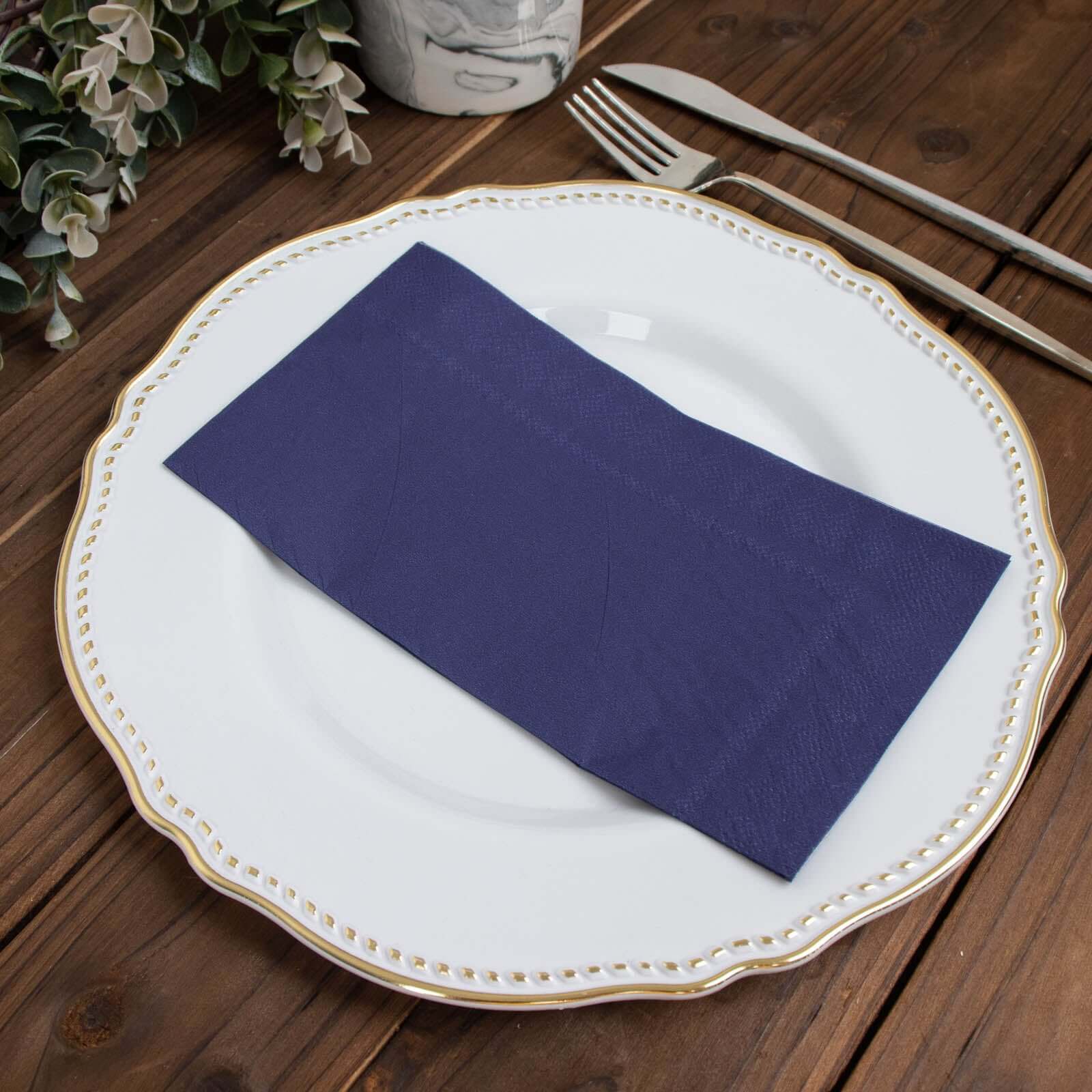 50-Pack Paper Napkins Soft Navy Blue - Disposable 2-Ply Cocktail and Beverage Napkins for Weddings