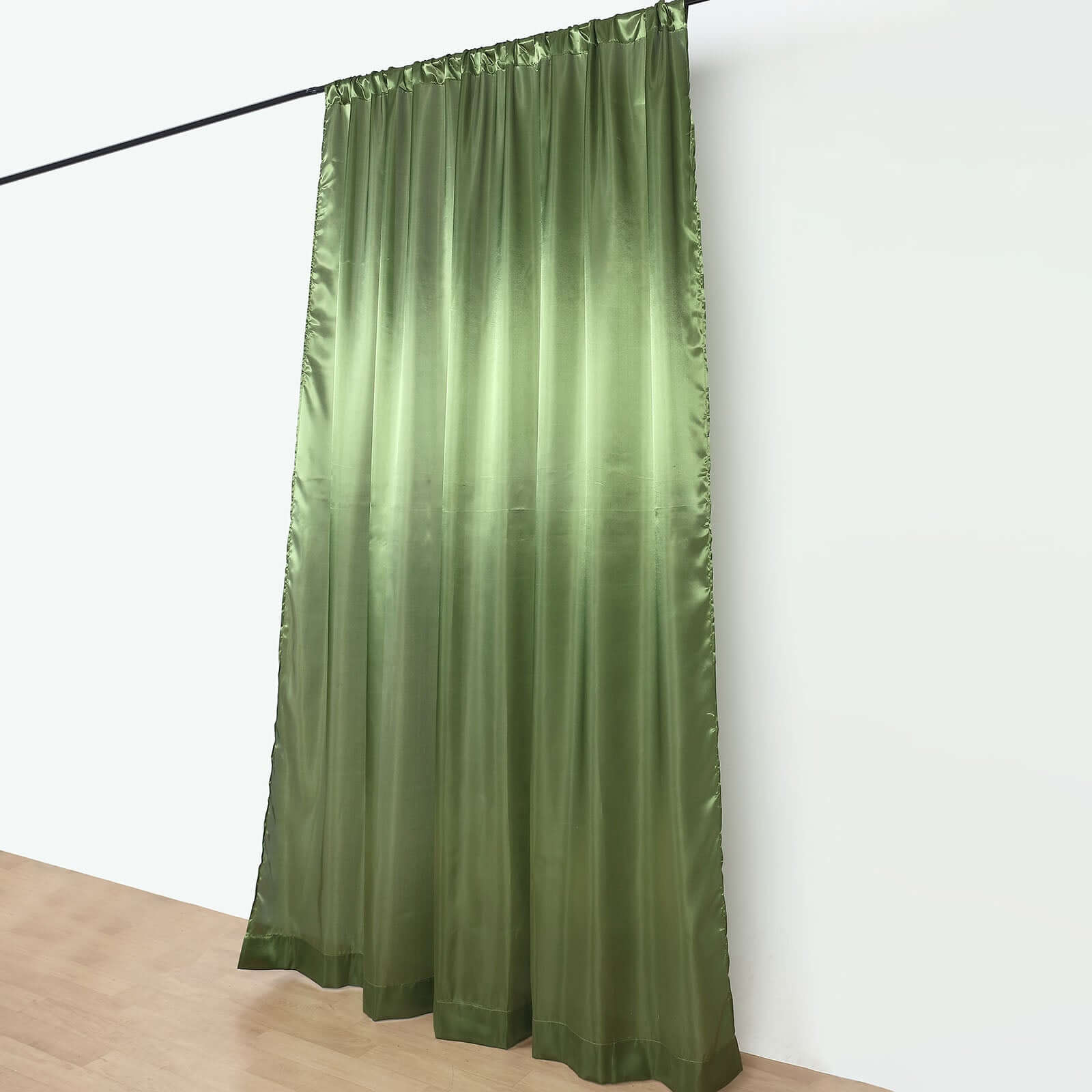 8ftx10ft Olive Green Satin Event Curtain Drapes, Backdrop Event Panel