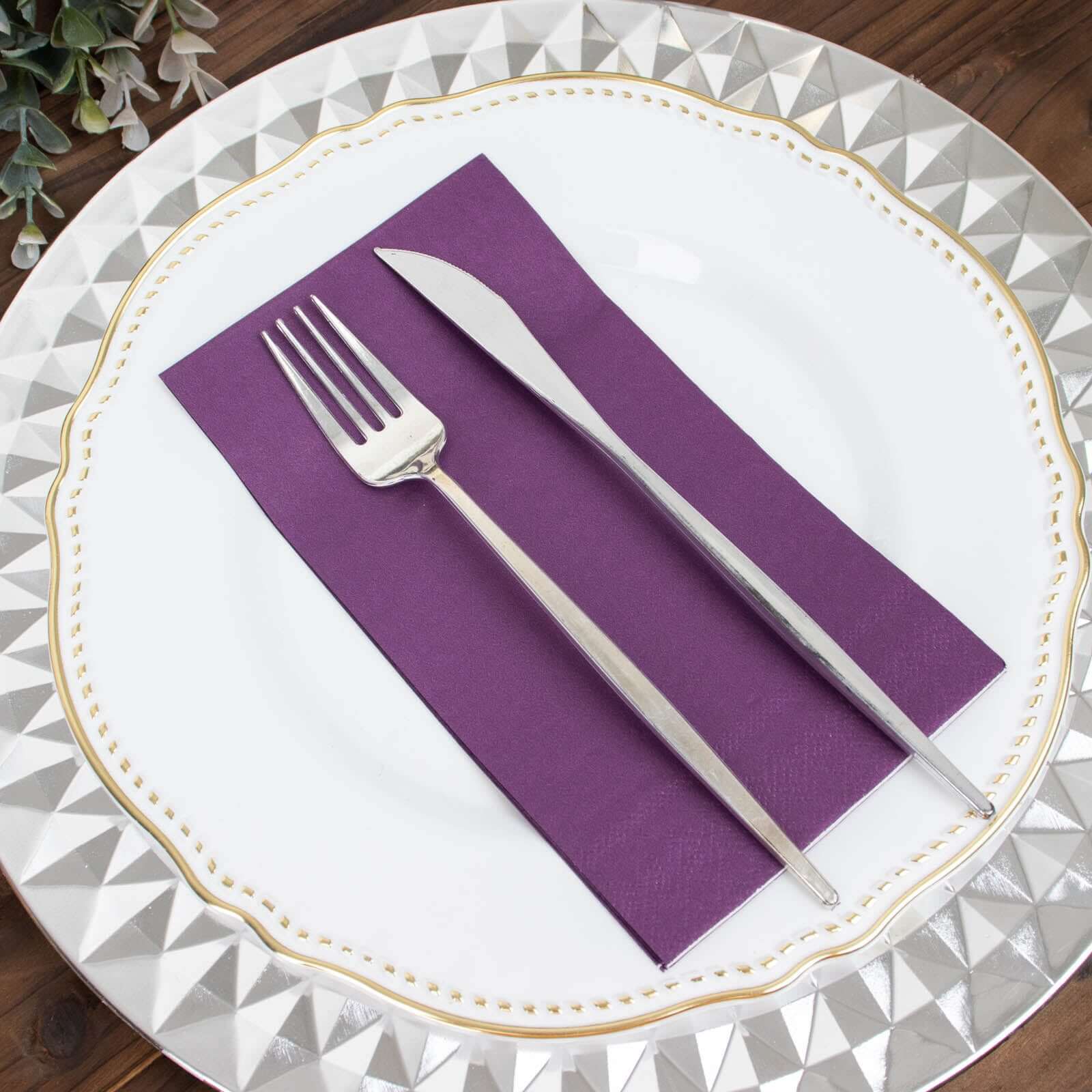 50-Pack Paper Napkins Soft Purple - Disposable 2-Ply Cocktail and Beverage Napkins for Weddings