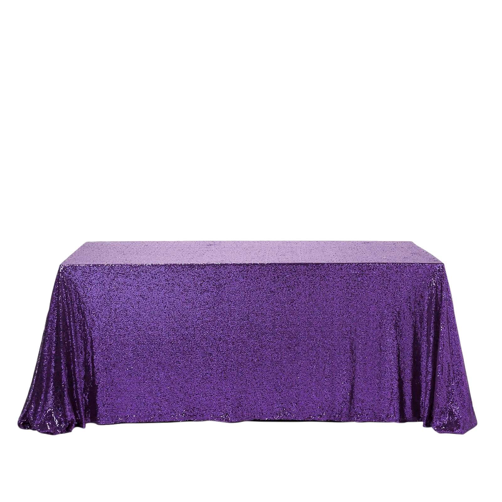 Sequin 90"x156" Rectangle Tablecloth Purple - Seamless Twinkling Table Cover