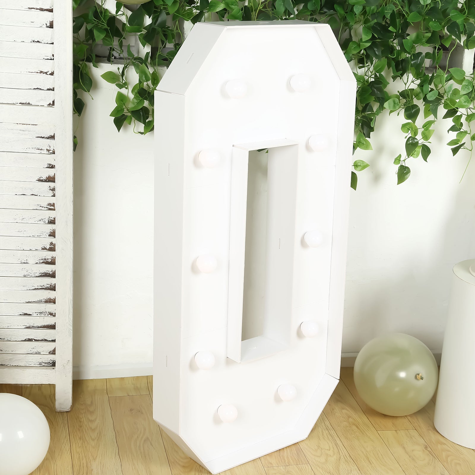 Giant LED Marquee Light Up Letter "O", White 4ft Pre-Cut Foam Board with 10 Warm White Battery Operated LEDs, Glue Gun and Sticks